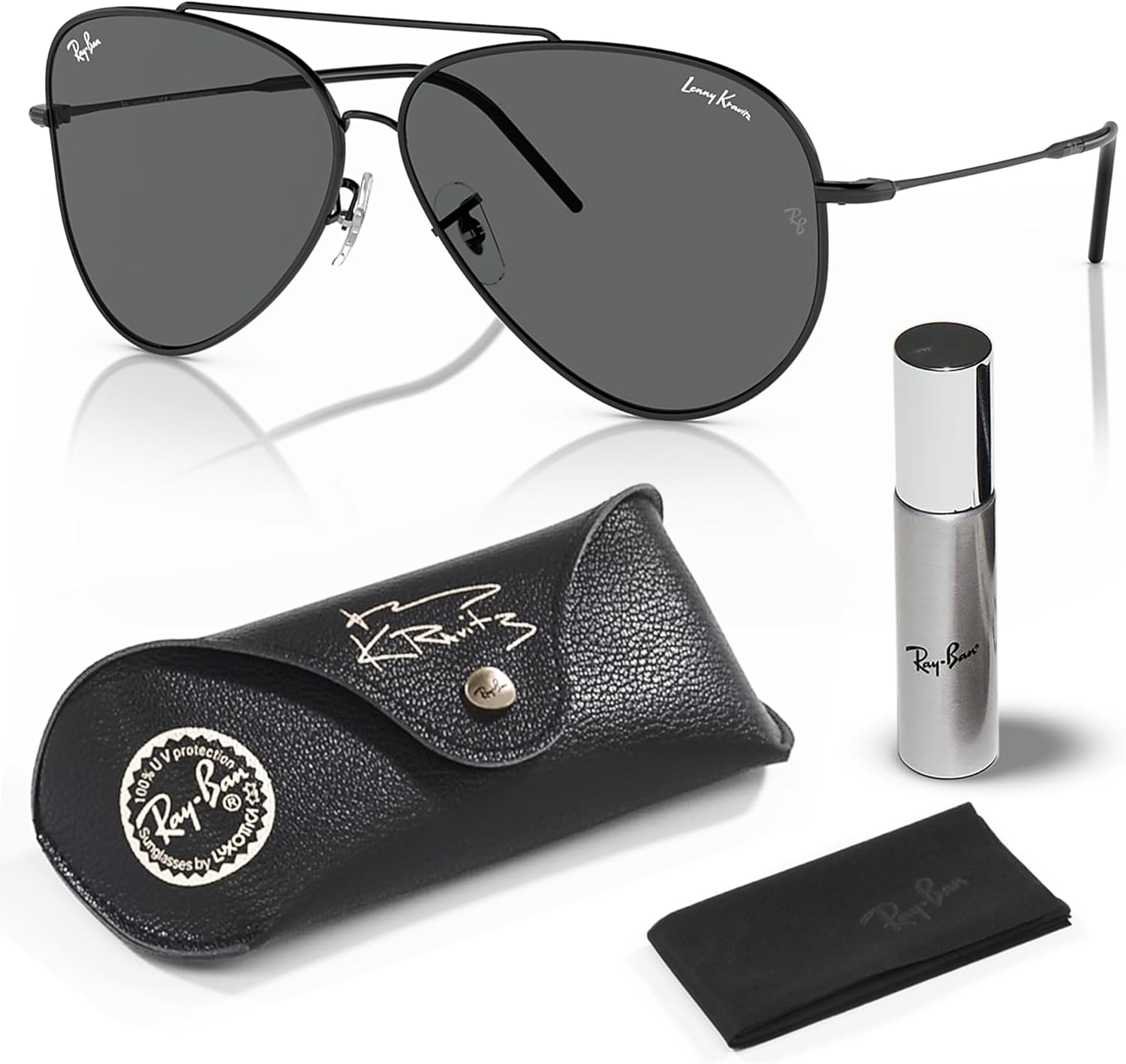 Ray-Ban RBR0101S LENNY KRAVITZ X AVIATOR REVERSE Square Shaped Sunglasses for Men & Women with Official RAYBAN Eyewear Kit