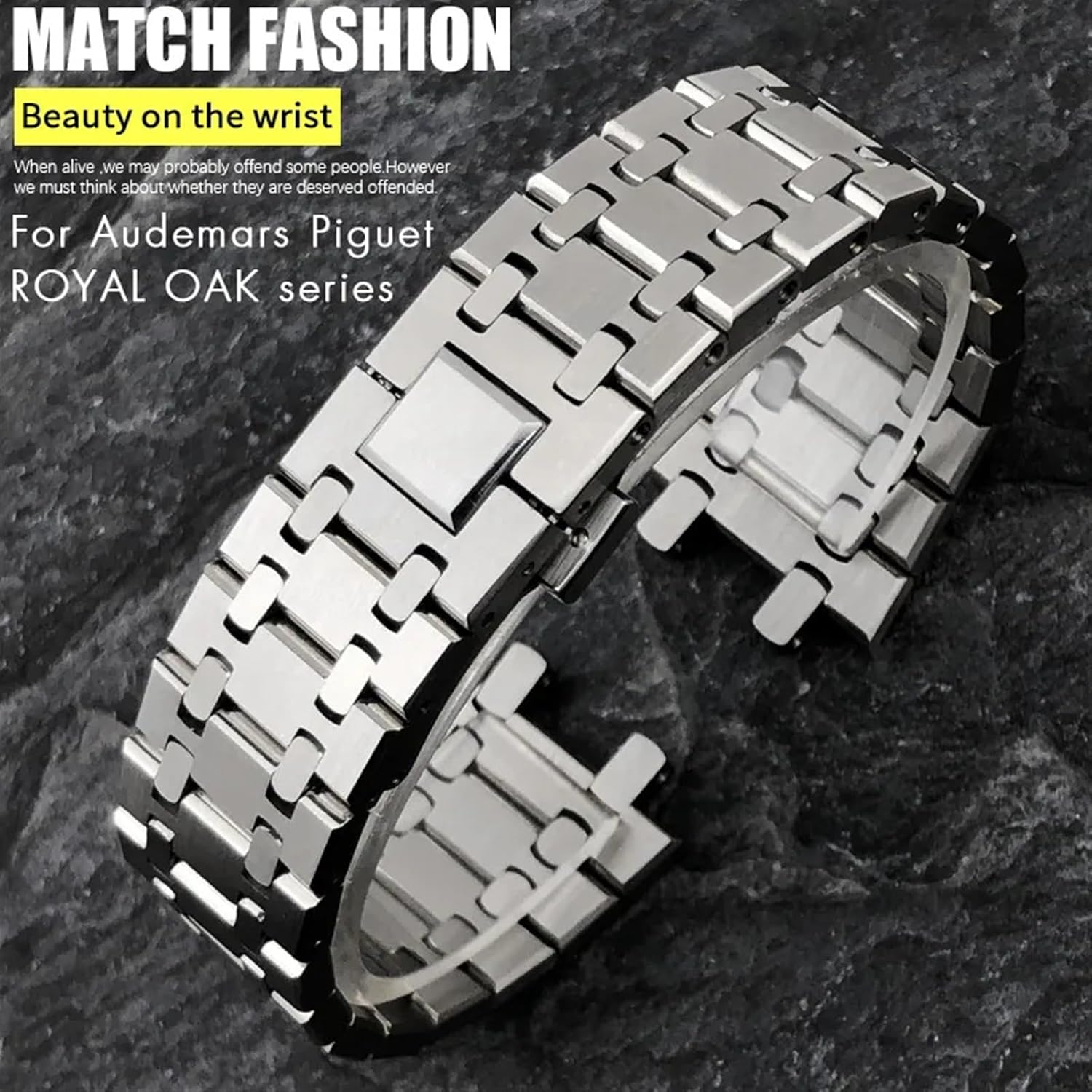 Jazoxy 26mm 316L Stainless Steel Watchband For Audemars AP 15400ST Piguet Royal Oak Silver Solid Watch Strap