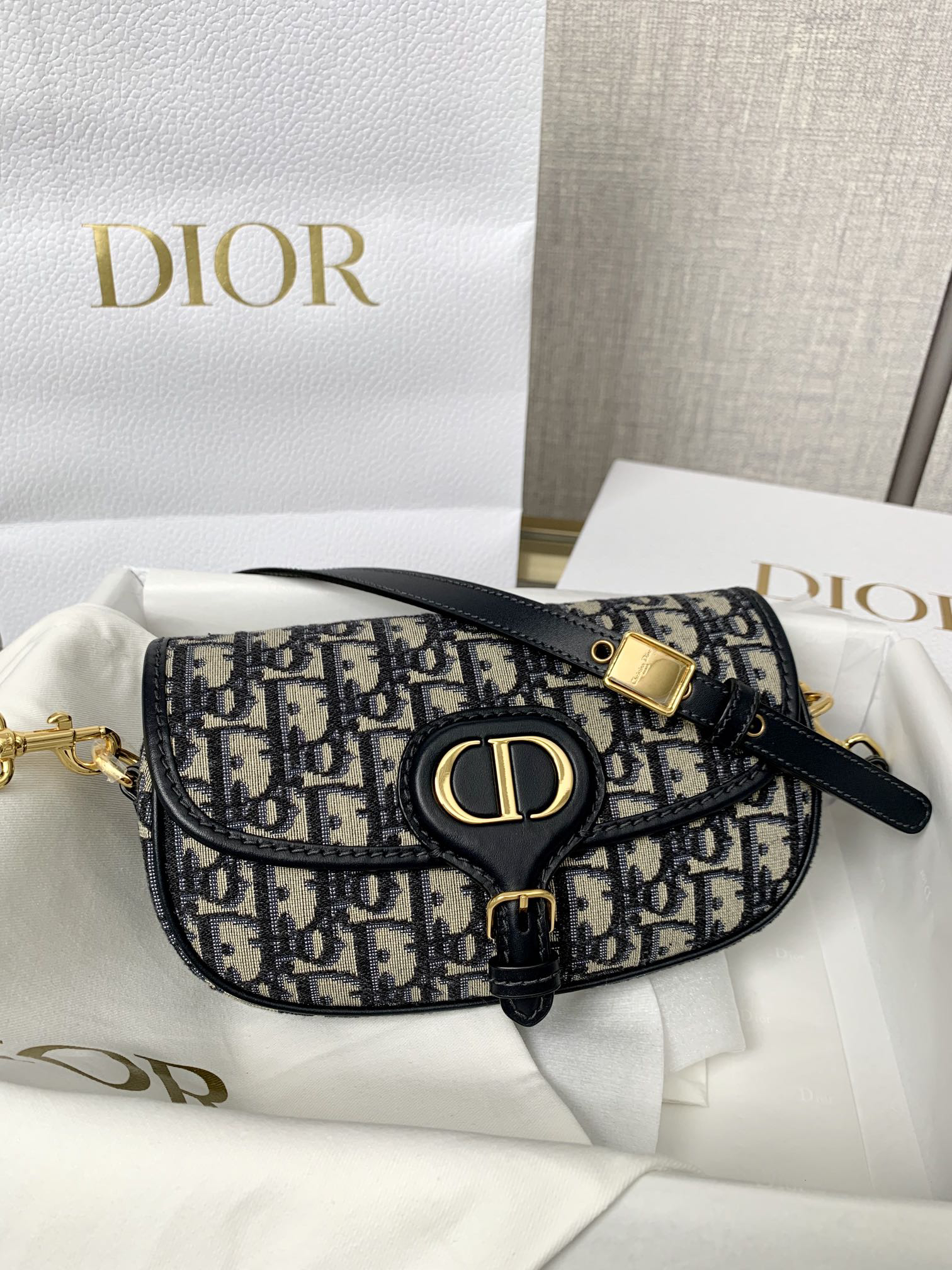 [TOP] Christian Dior Bobby East-West Bag 21x12x5.1cm - Navy Blue - 711 Luxury
