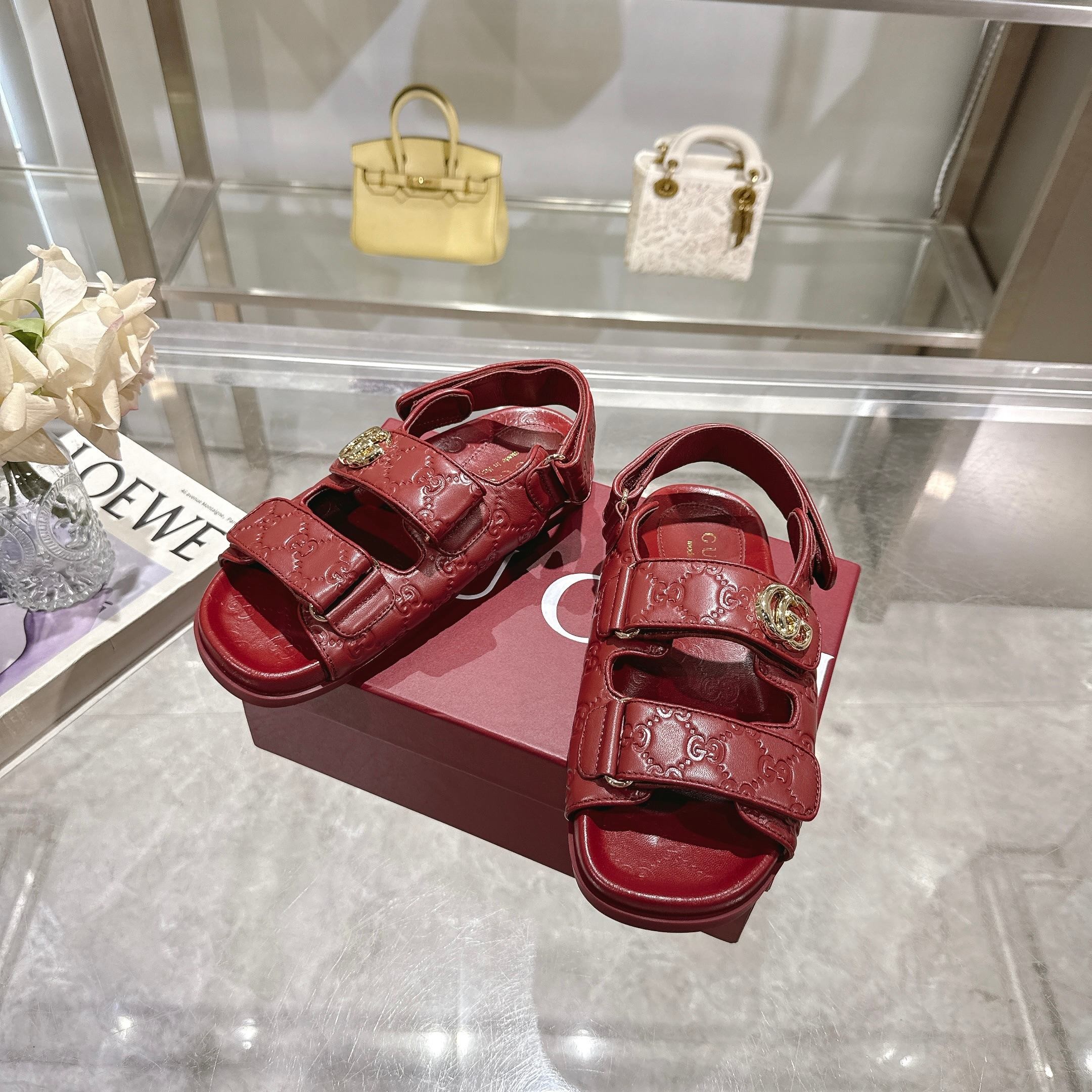 [TOP] GUCCI Marmont GG Sandals - Red - 711 Luxury