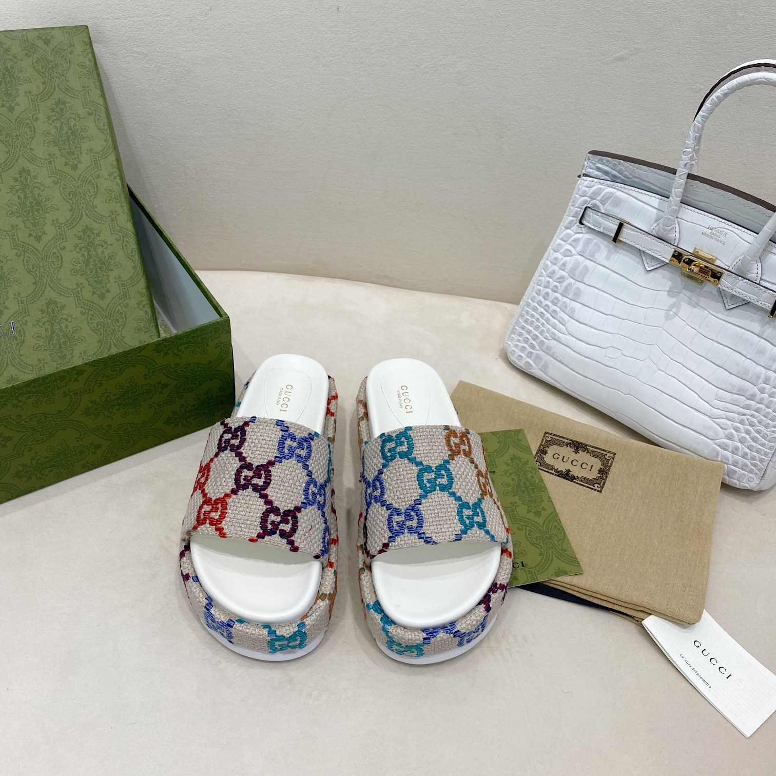 [TOP] GUCCI Platform Sandals  - White - 711 Luxury