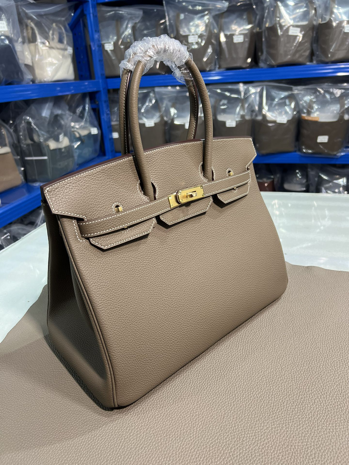 [TOP] HERMES Birkin Togo Leather 35cm - Etoupe & GHW