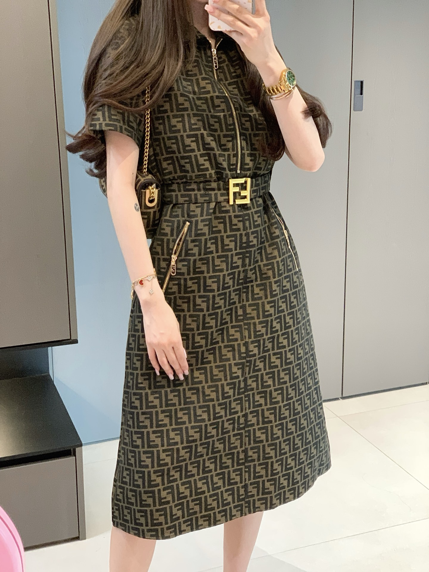 [TOP] FENDI FF Dress - Brown