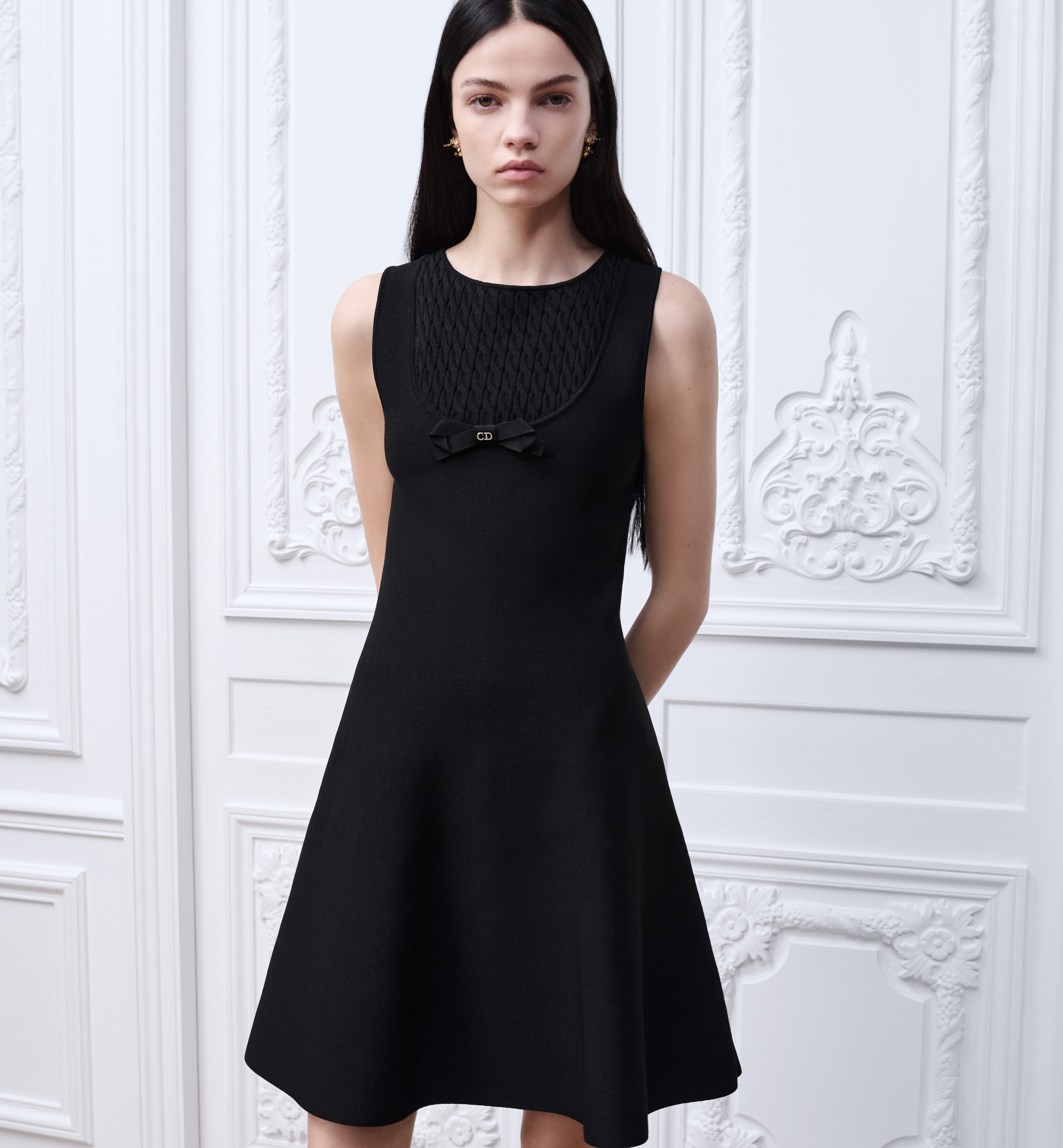 Dior black Clothing DIOR Short Flared Dress Black Technical Knit #395924 View 2 | Nigo Office