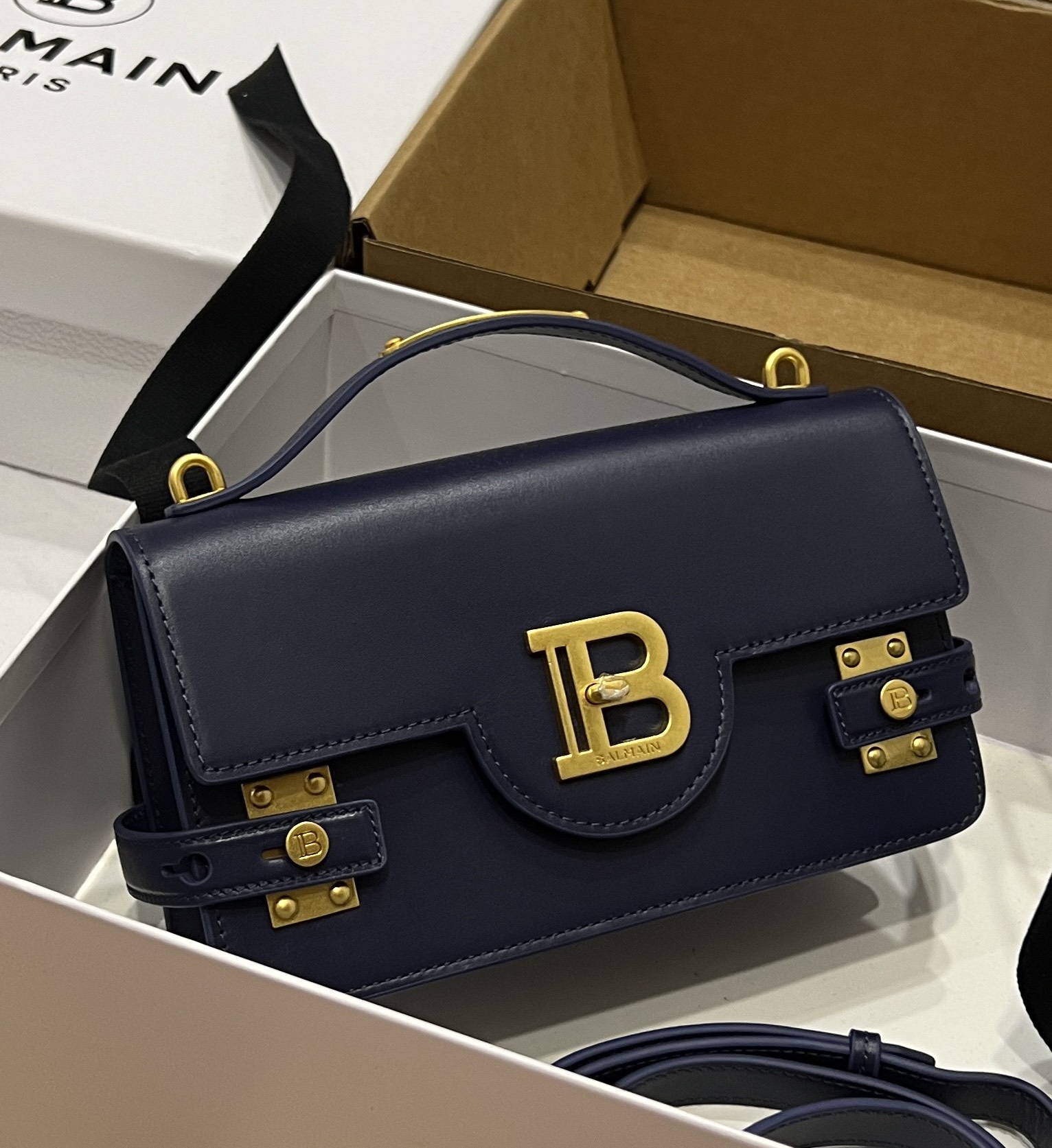 [TOP] BALMAIN Cowhide Bag 23*14*8cm - Dark Blue - 711 Luxury
