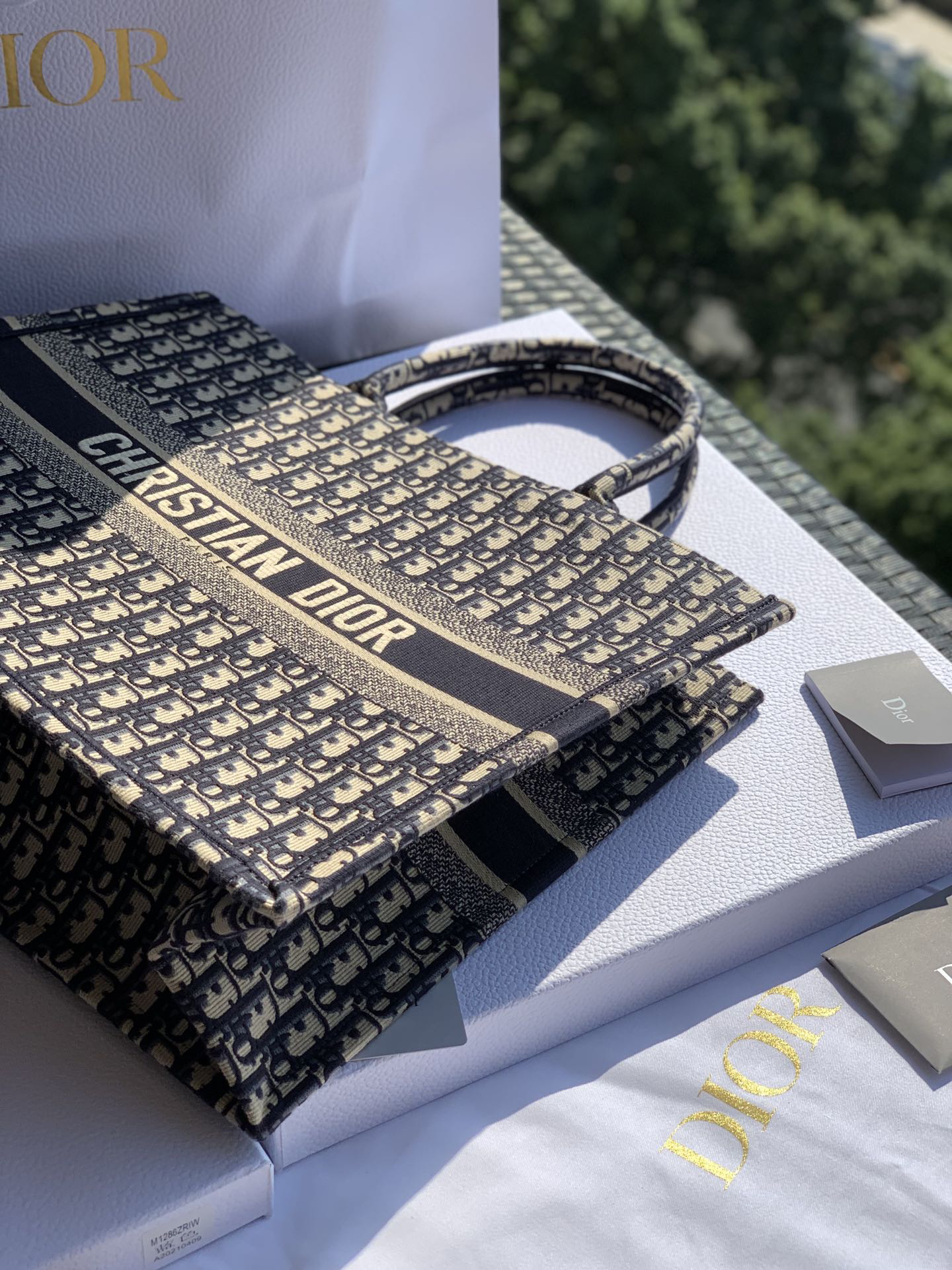 [TOP] Christian Dior Book Tote Bag 41.5x35x18cm - Navy Blue