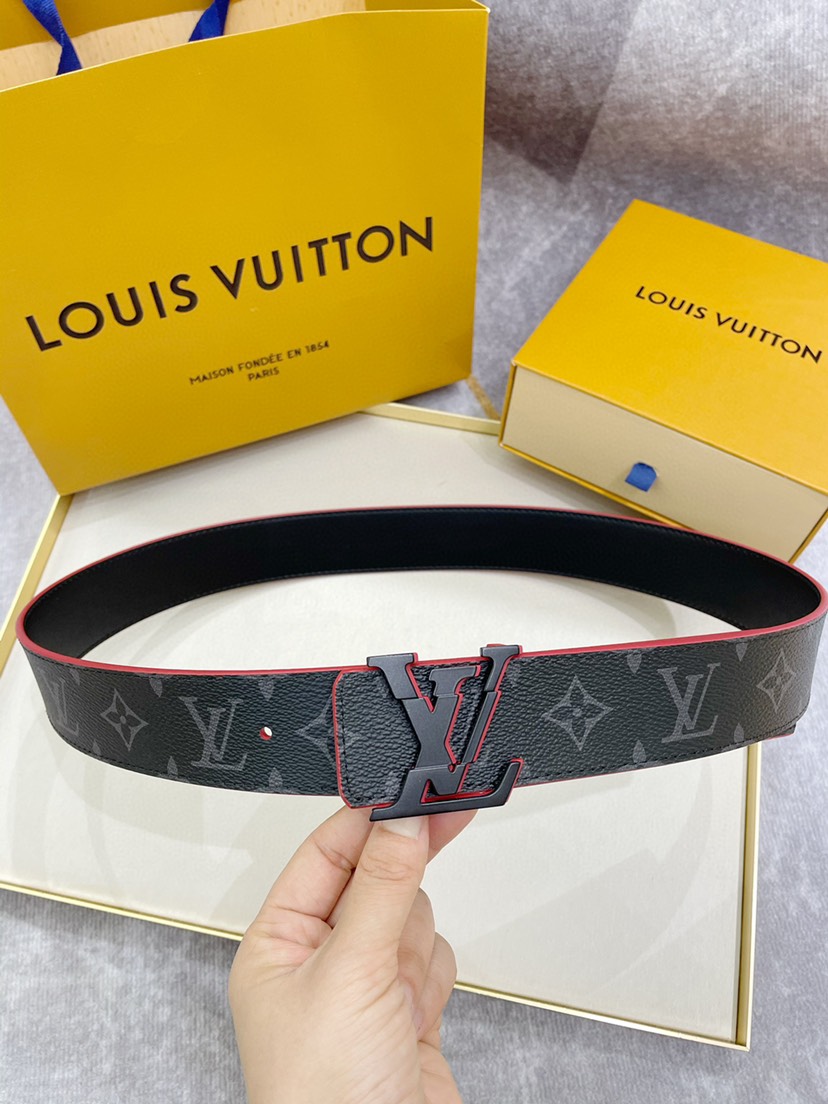[TOP] Louis Vuitton LV Men's Broken Belt 4 cm - Black - 711 Luxury