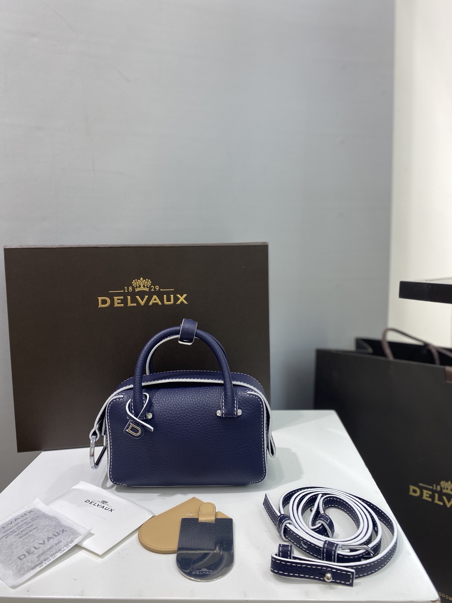 [TOP] Delvaux Cool Box Nano Bag 16cm - Navy Blue - 711 Luxury