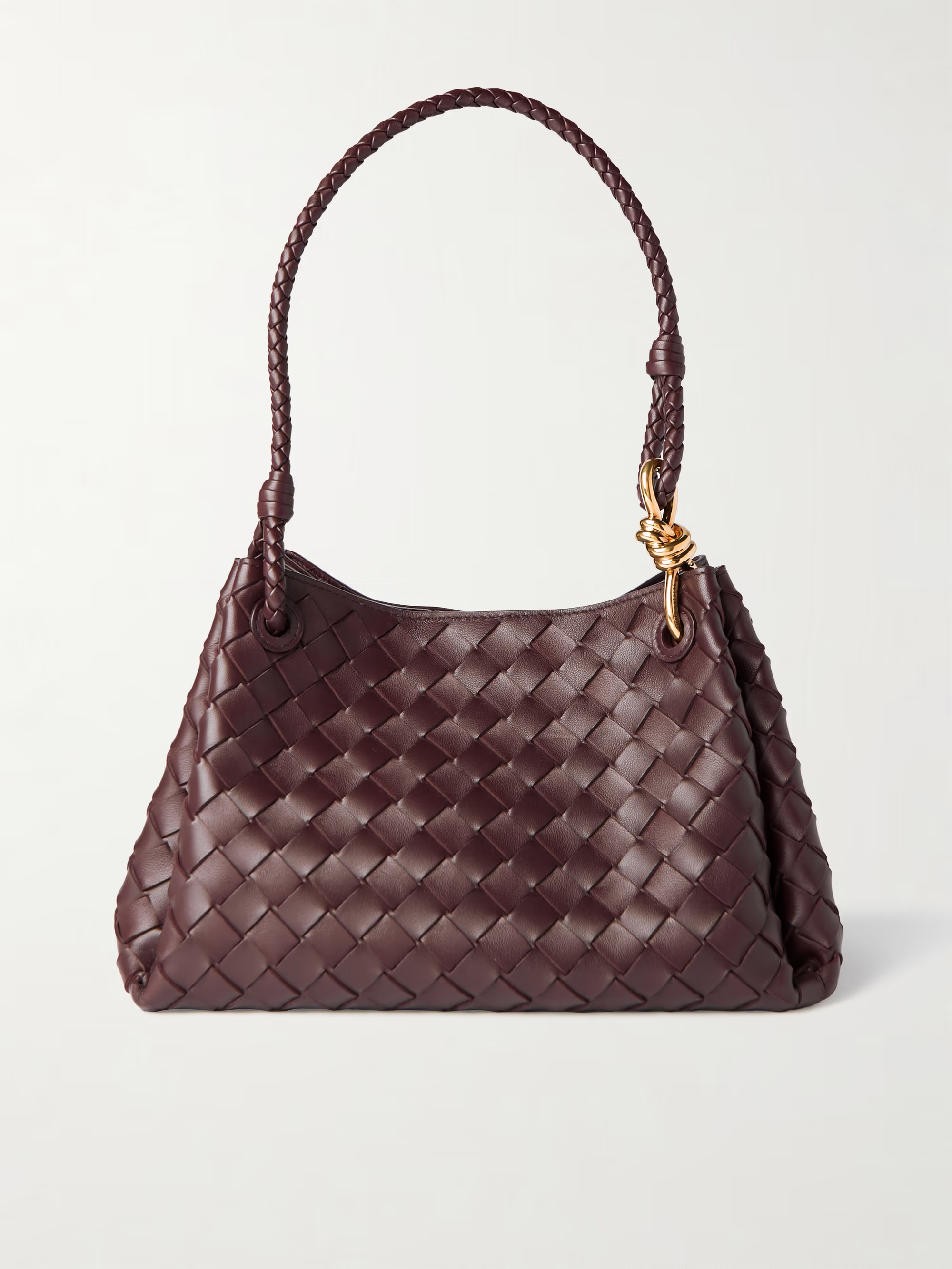 [TOP] Bottega Veneta BV Parachute Intrecciato Leather Shoulder Bag 29cm - Burgundy