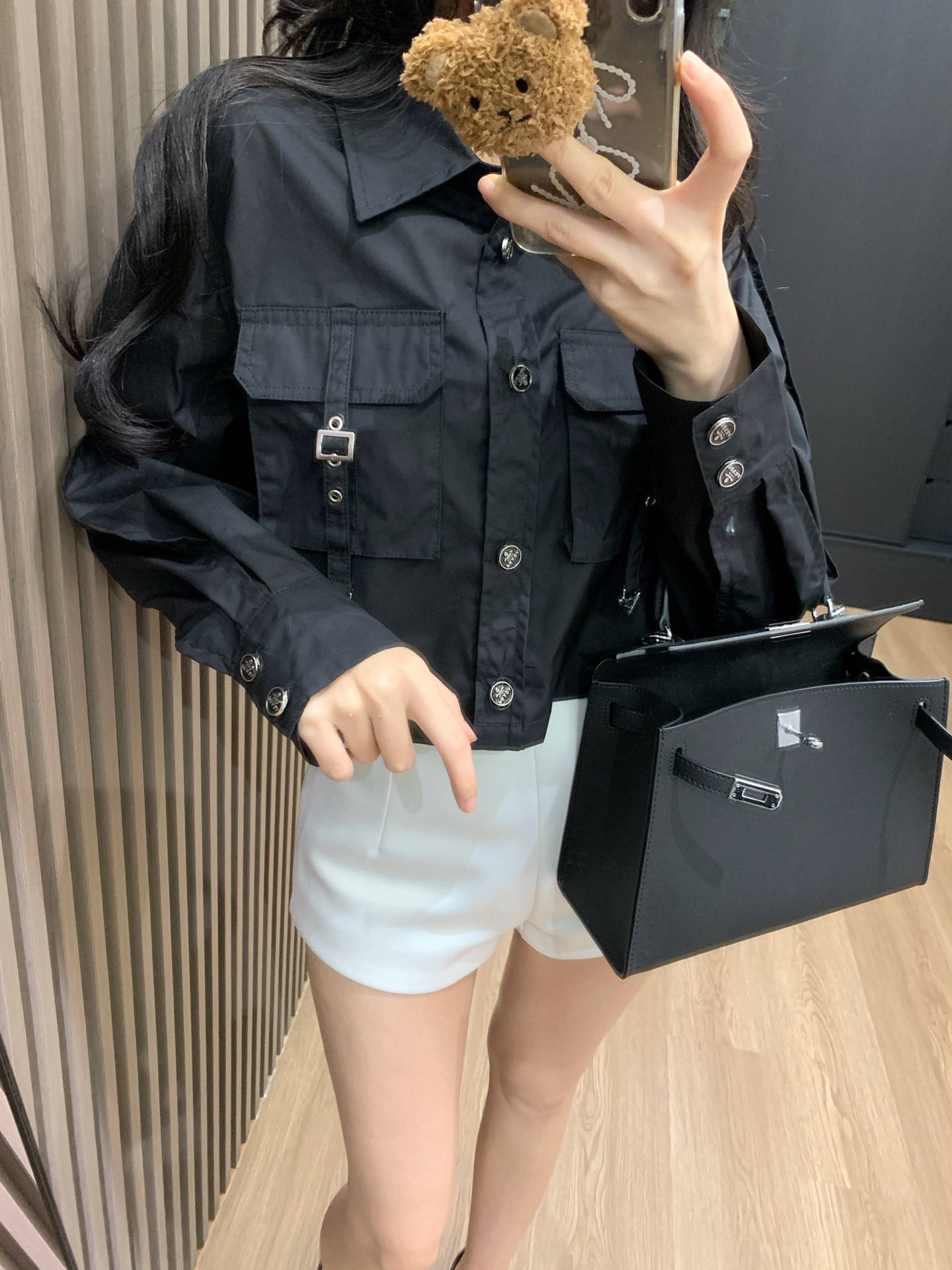 [TOP] PRADA Workwear-Style Short Shirt - Black