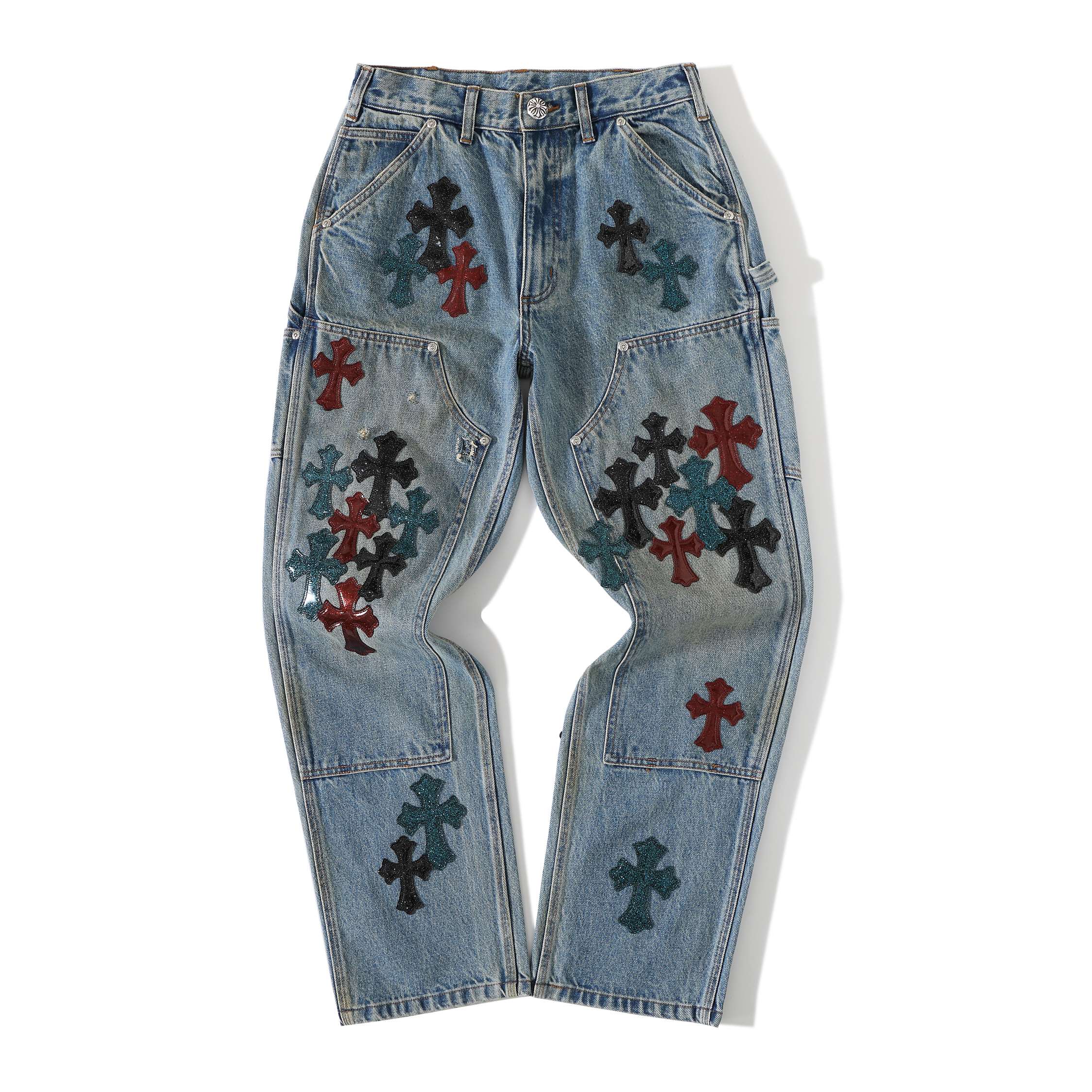 Chrome Hearts Three-color Starry Sky Jelly Leather Work Jeans #381414
