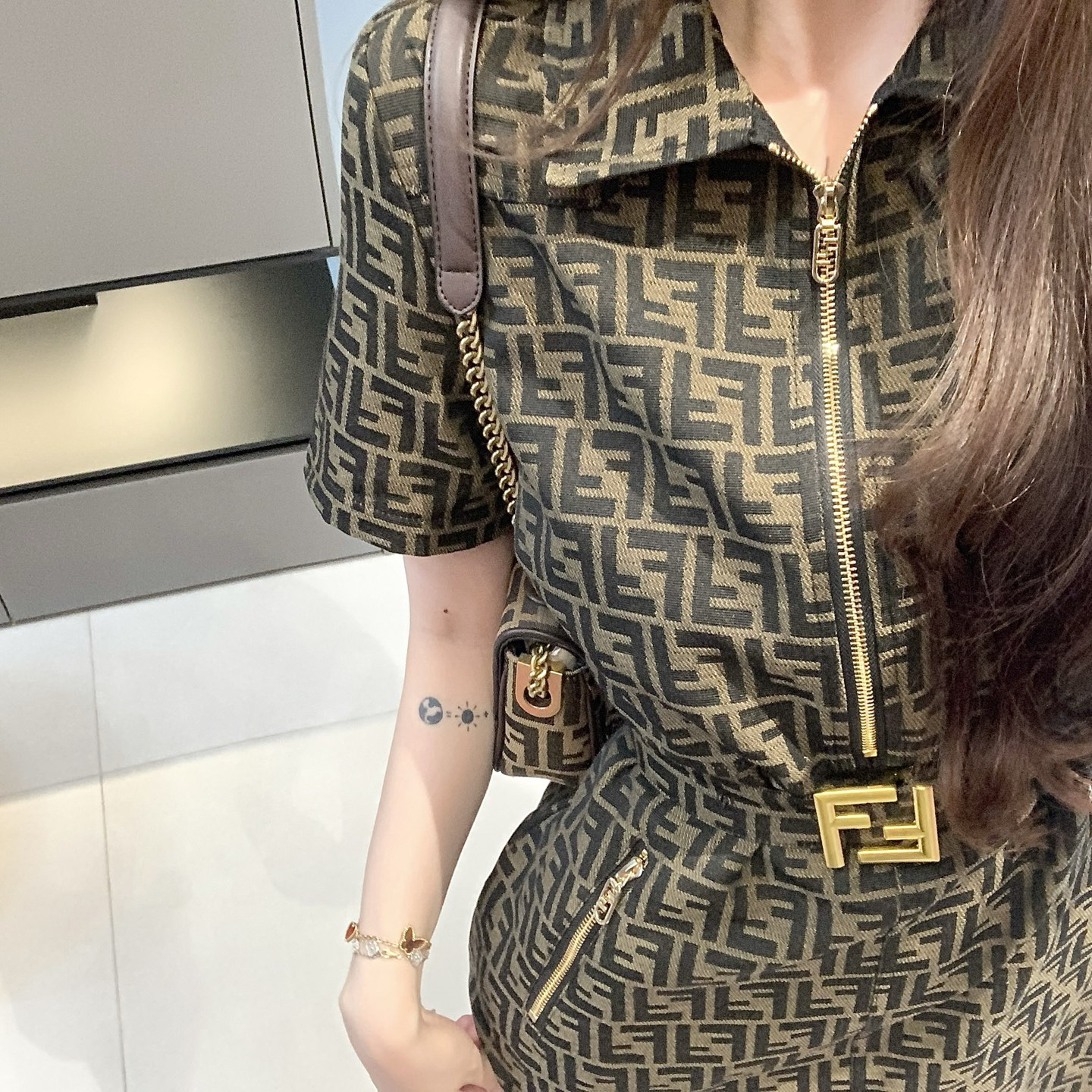 [TOP] FENDI FF Dress - Brown