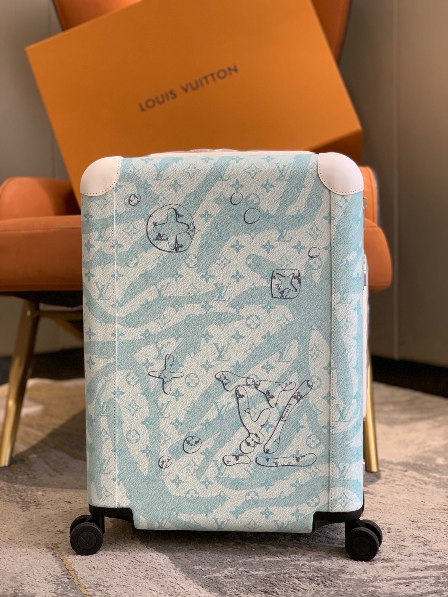[TOP] Louis Vuitton LV Rolling Luggage Horizon 38.0 x 55.0 x 21.0 cm - Blue - 711 Luxury