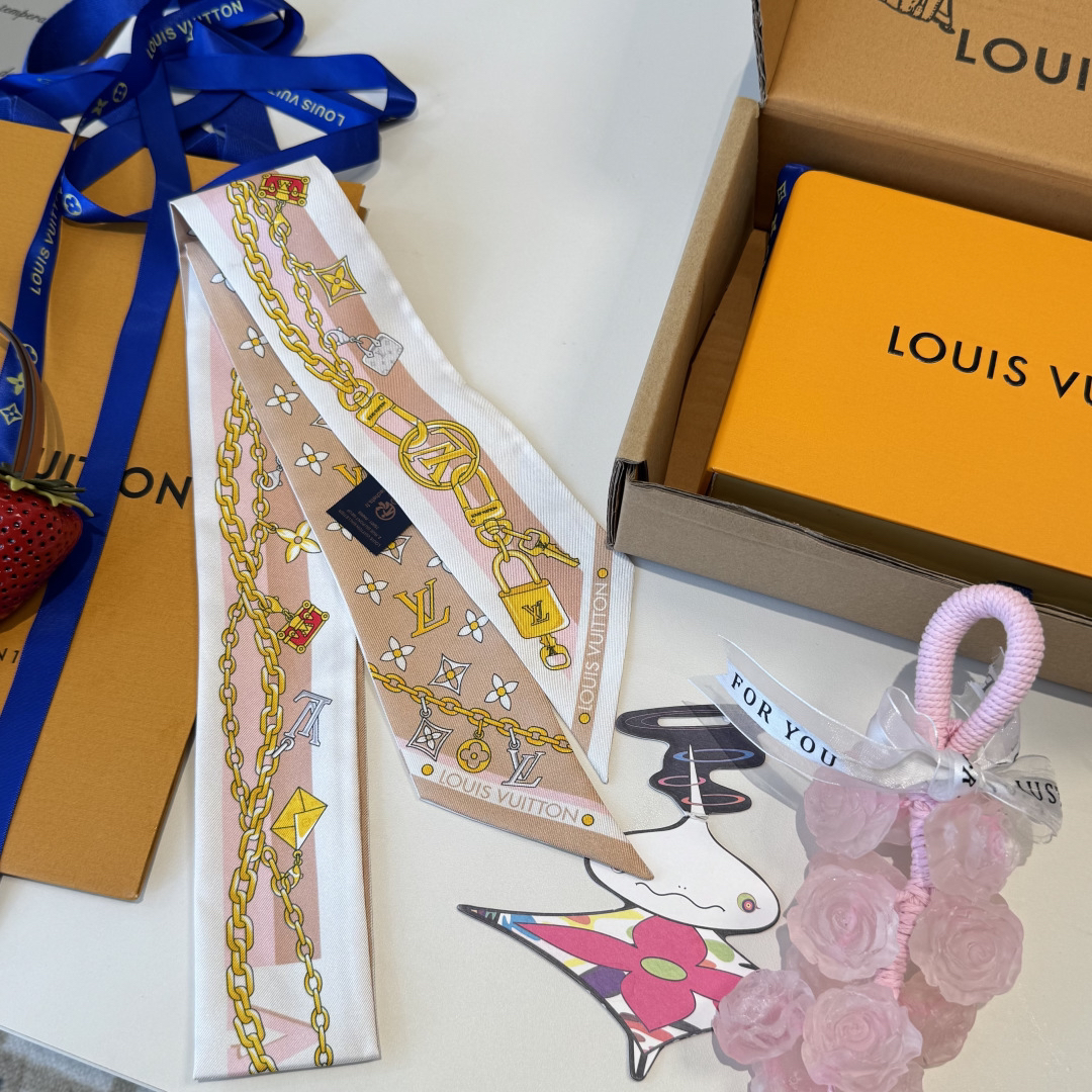 [TOP] Louis Vuitton LV Twilly Scarf 120x5cm - Pink - 711 Luxury