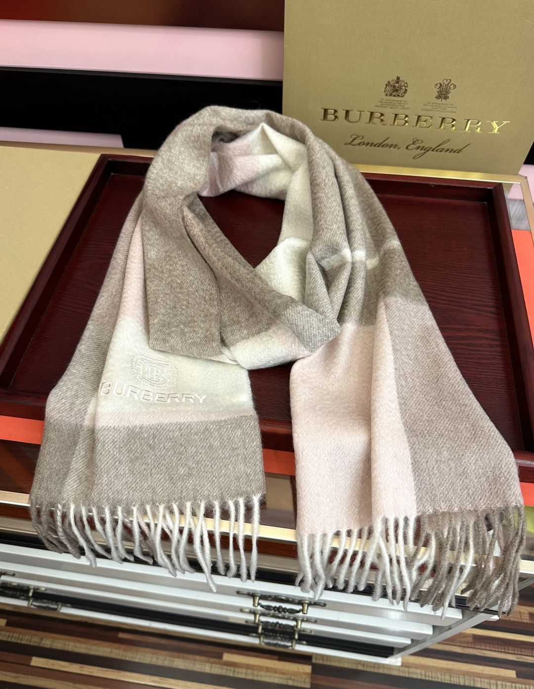 [TOP] BURBERRY Scarf 32 x 180 cm - Pink - 711 Luxury