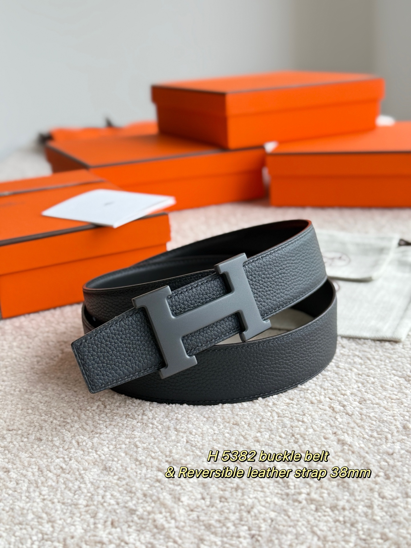 [TOP] HERMES Men's  Belt 3.8cm - Black - 711 Luxury