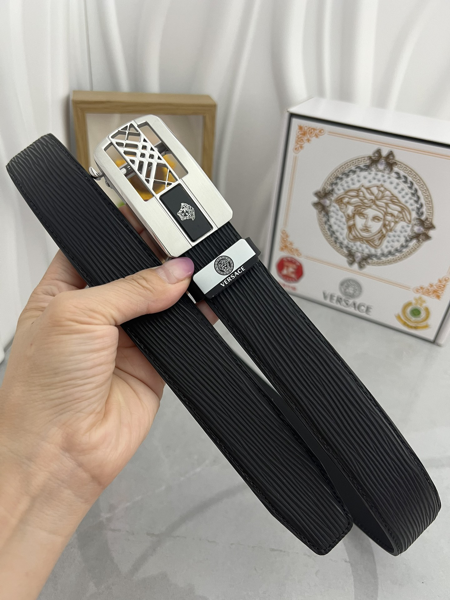 [TOP] VERSACE Men's Belt 3.5 cm - Black - 711 Luxury