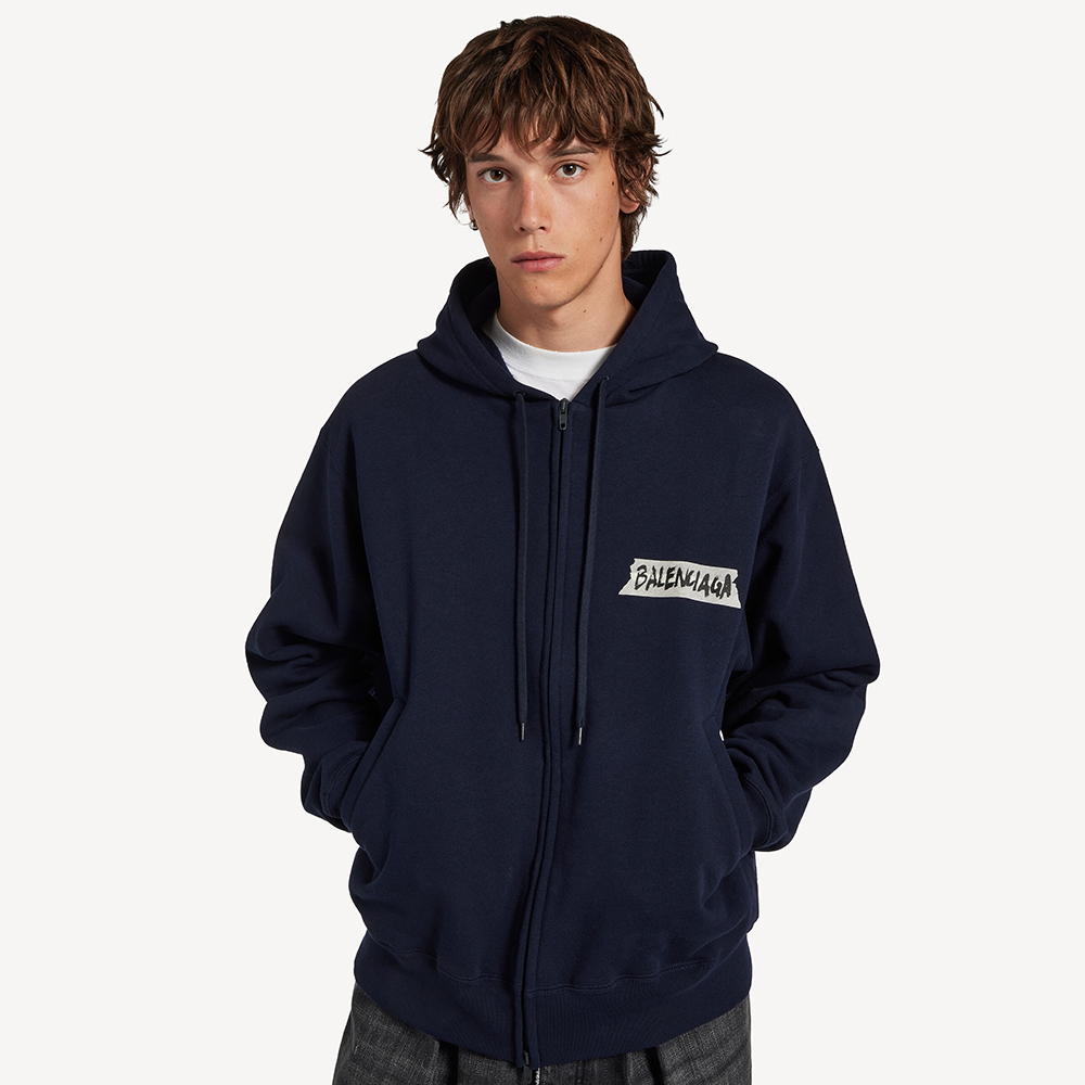 Balenciaga Clothing Balenciaga Masking Tape Oversized Zip-up Hoodie #390148 View 2 | Nigo Office