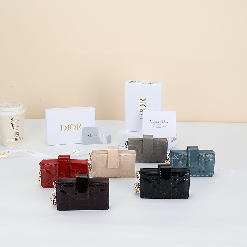 [TOP] Christian Dior Lady Dior Jasmine Card Holder 10.4×7×2cm - 6 Colors