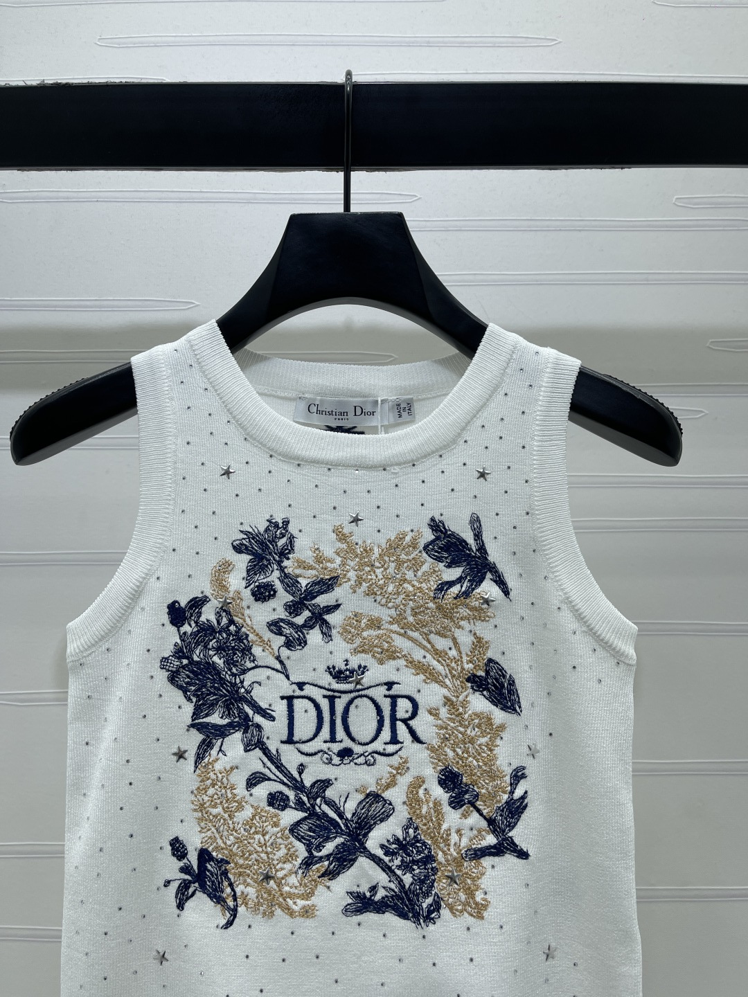 [TOP] Christian Dior  Embroidered Knitted Vest - White