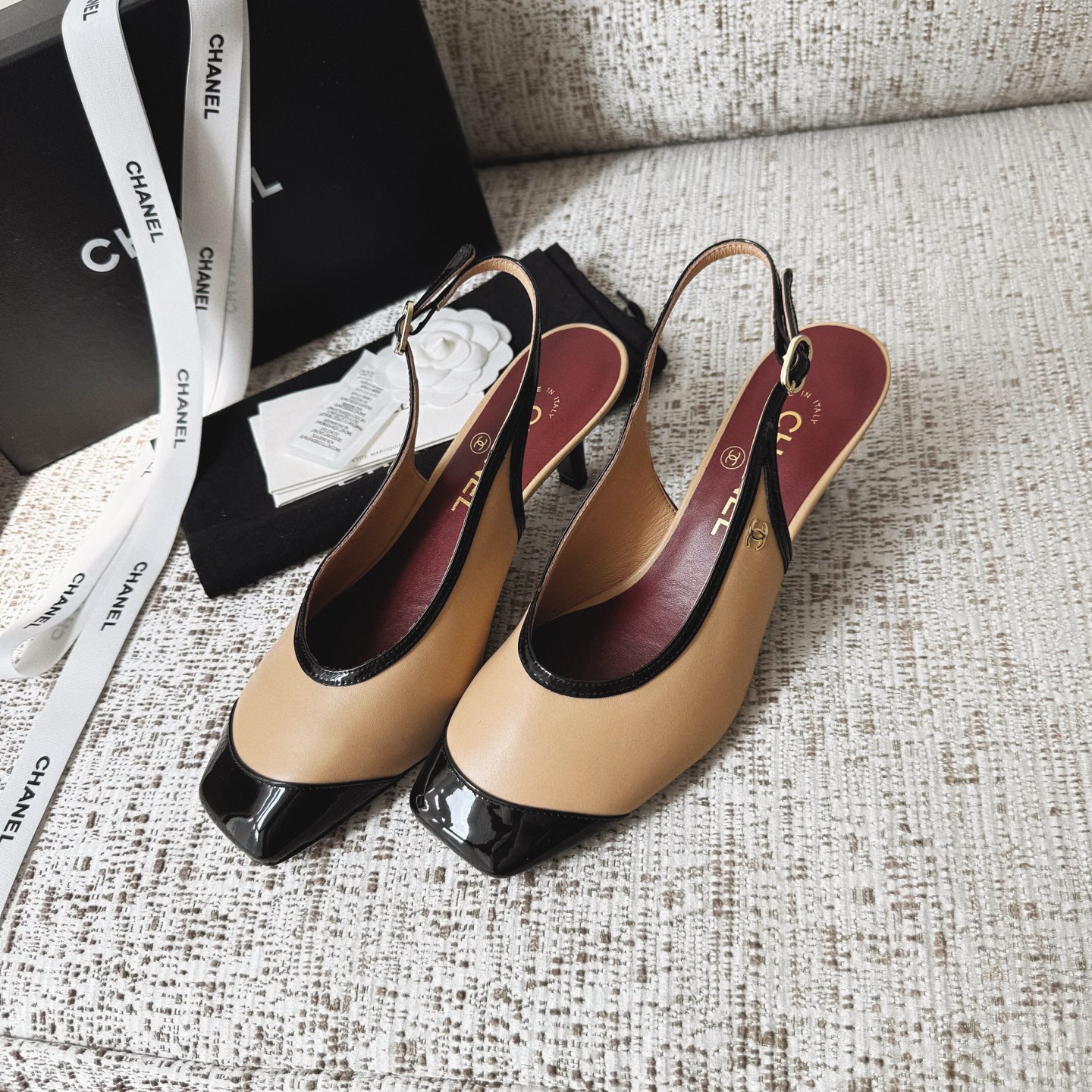 Chanel Shoes Chanel Color Block Slingback High Heels 5.5cm#394594 View 2 | Nigo Office