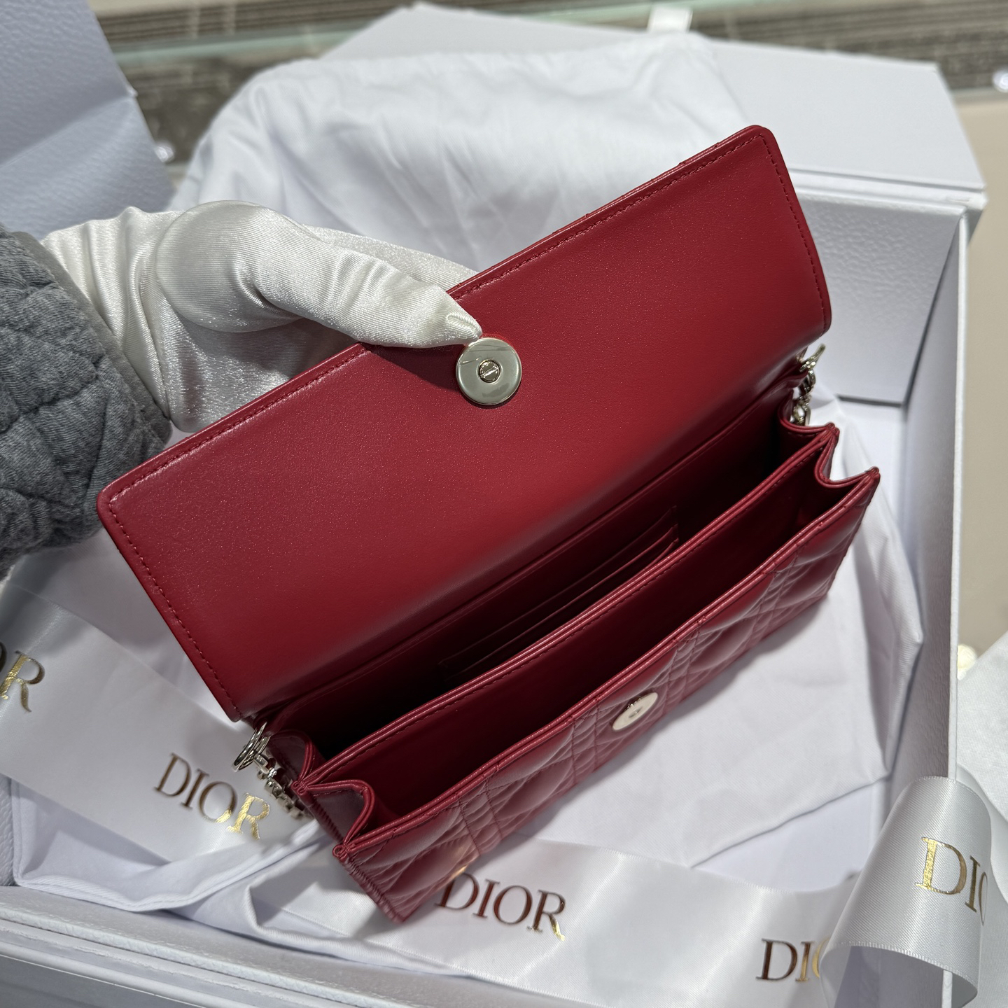 [TOP] Christian Dior My Dior Mini Bag Cannage Lambskin 21*11*4.5cm - Red