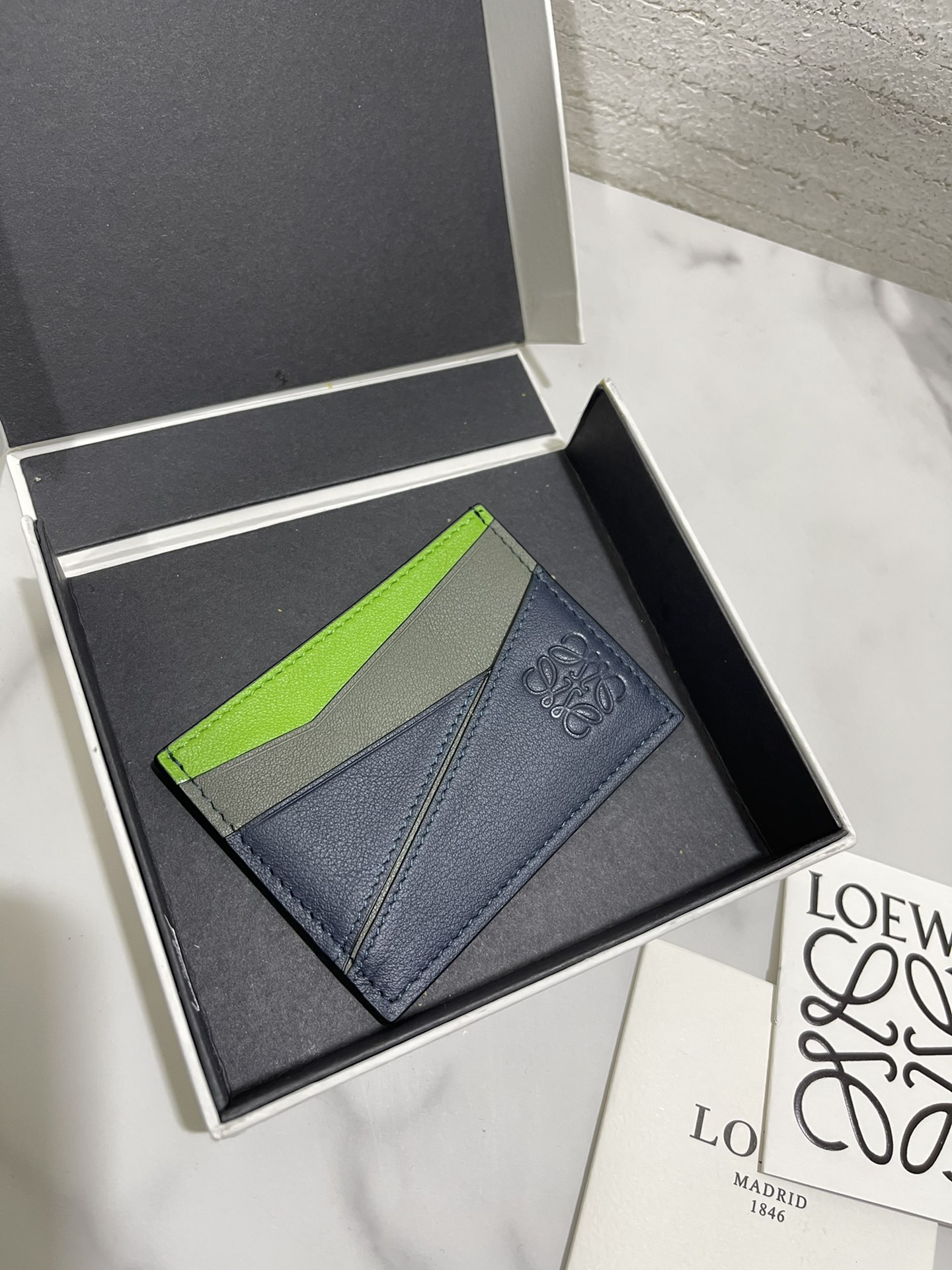 [TOP] LOEWE Card Holder 10.5*7.5cm - Green and Blue
