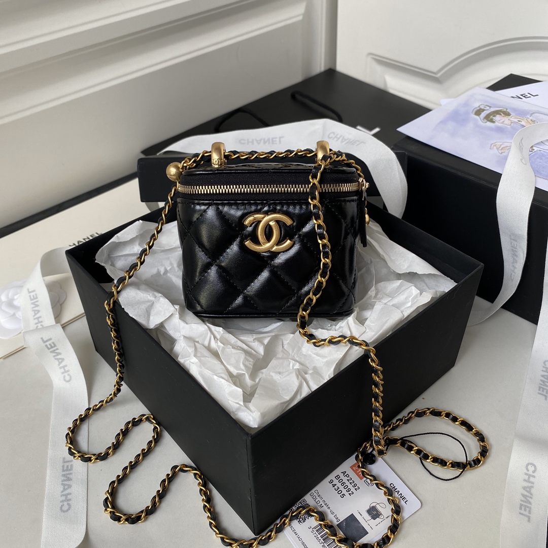 [TOP] CHANEL Mini Vanity Case Perfect Fit Bag 11x8.5x7cm - Black - 711 Luxury