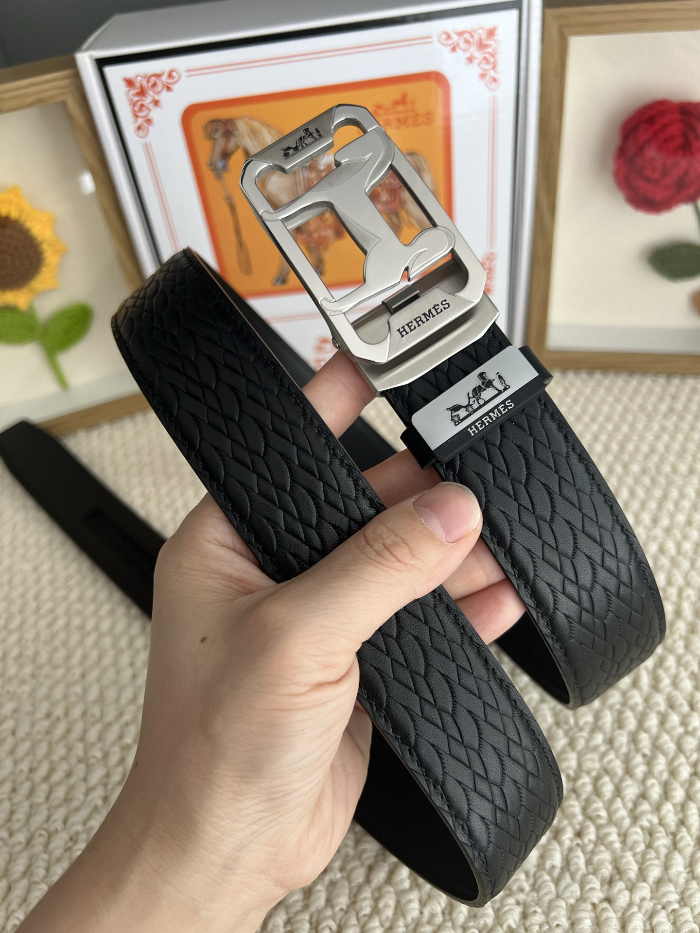 [TOP] HERMES Men's  Belt 3.5cm - Black - 711 Luxury