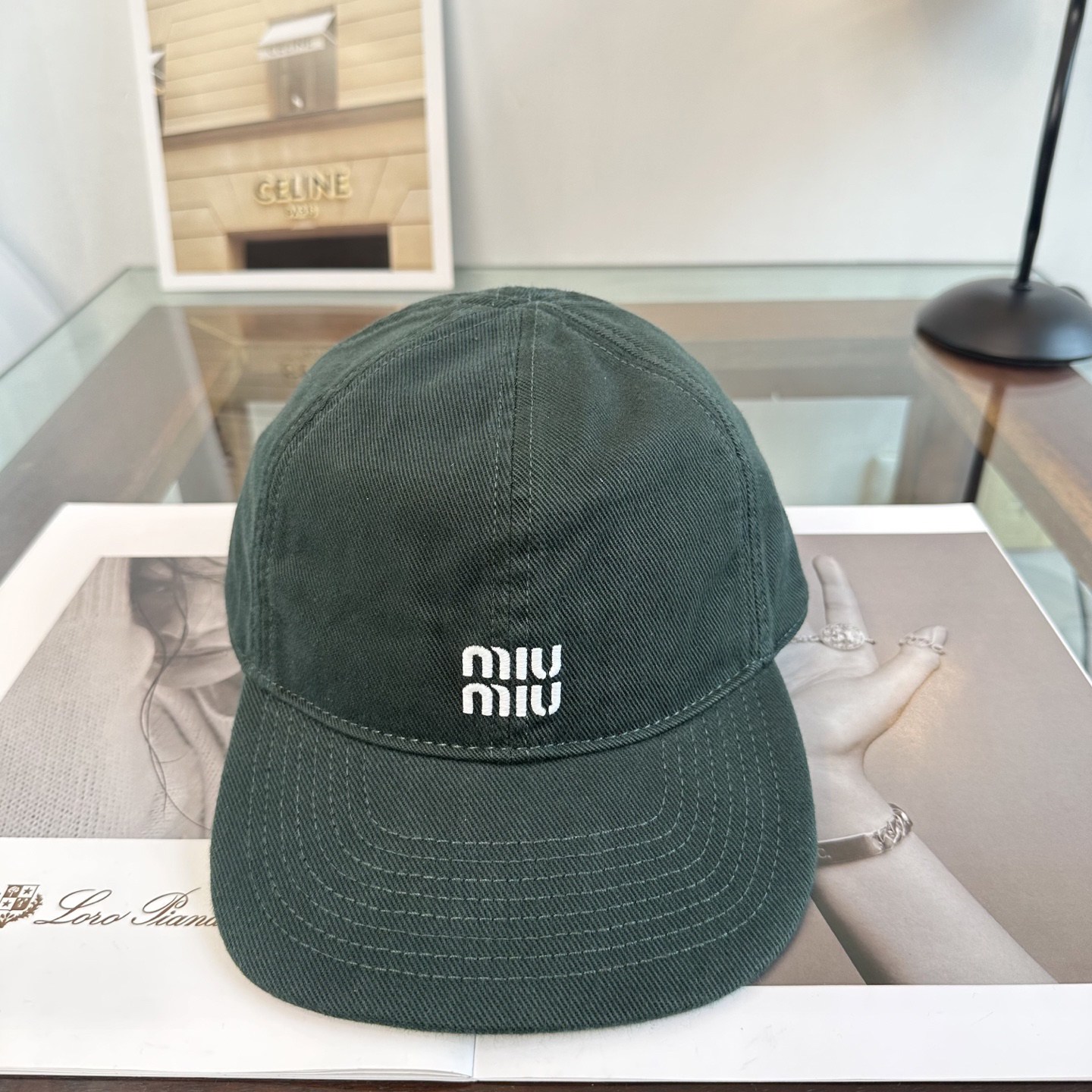[TOP] Miu Miu Baseball Cap - Green - 711 Luxury