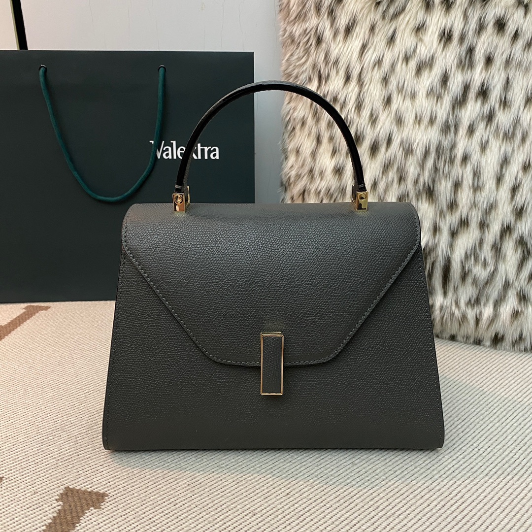 [TOP] VALEXTRA lside Bag 26x20x12cm - Steel Gray - 711 Luxury