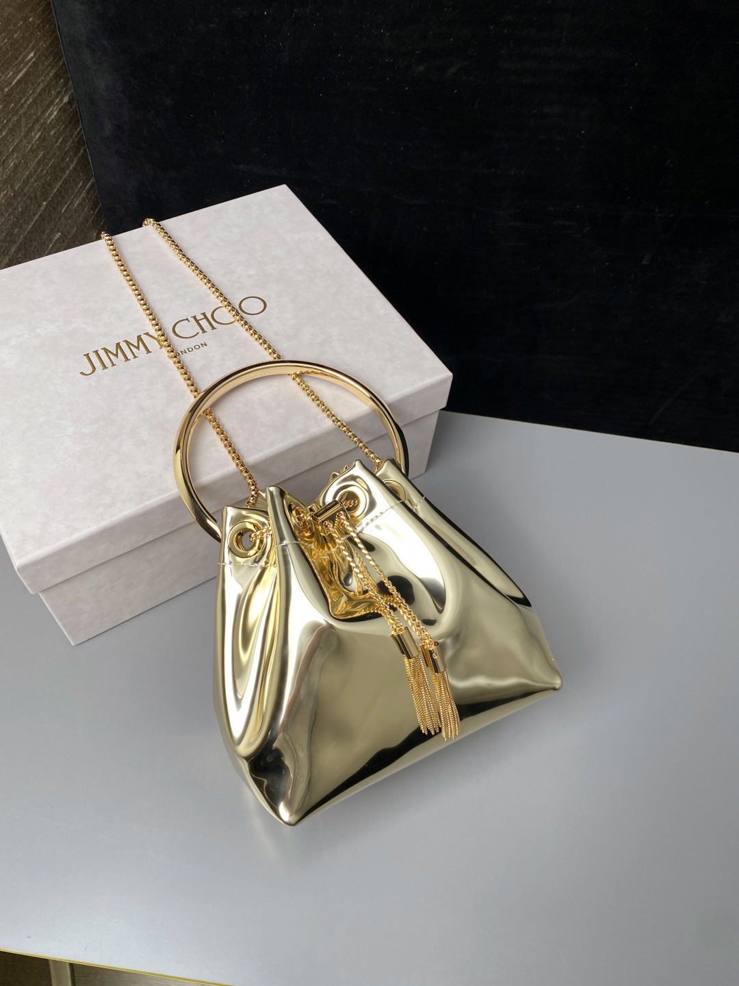 [TOP] JIMMY CHOO Bon Bon Bag 16*15*9.5CM - Gold - 711 Luxury