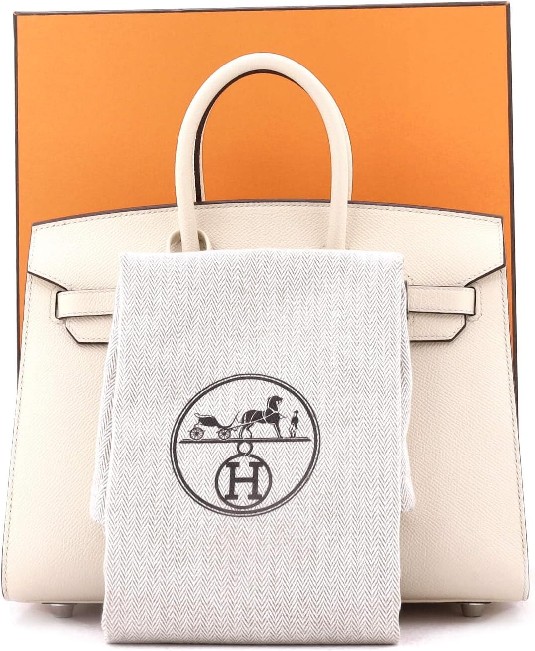 Hermès, Pre-Loved Birkin Sellier Bag Light Epsom with Palladium Hardware 25, Nata