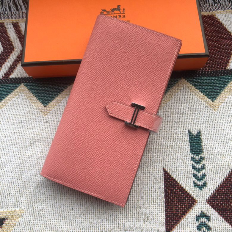 [TOP] HERMES Bearn Wallet Epsom Leather 17.5*9.5cm - Pink - 711 Luxury