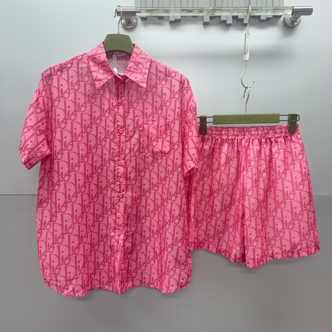 [TOP] Christian Dior  Shirt + Shorts Suit - Pink