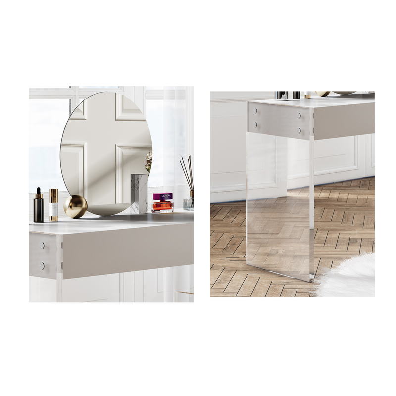 Bella Acrylic Dressing Table with LED Vanity Mirror Modern Style