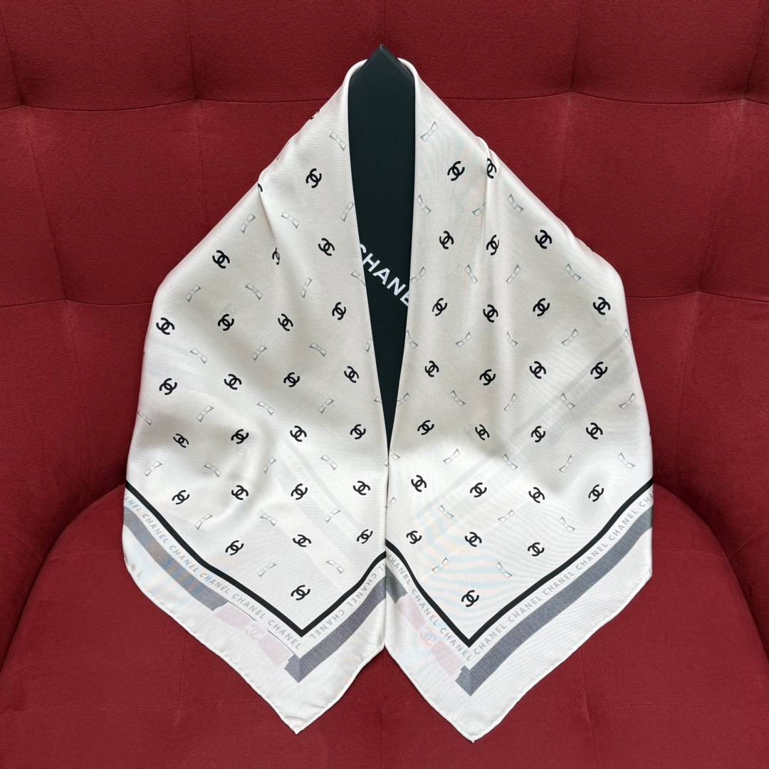 Chanel Scarf Chanel Small Bow Printed Square Scarf #390665 View 2 | Nigo Office
