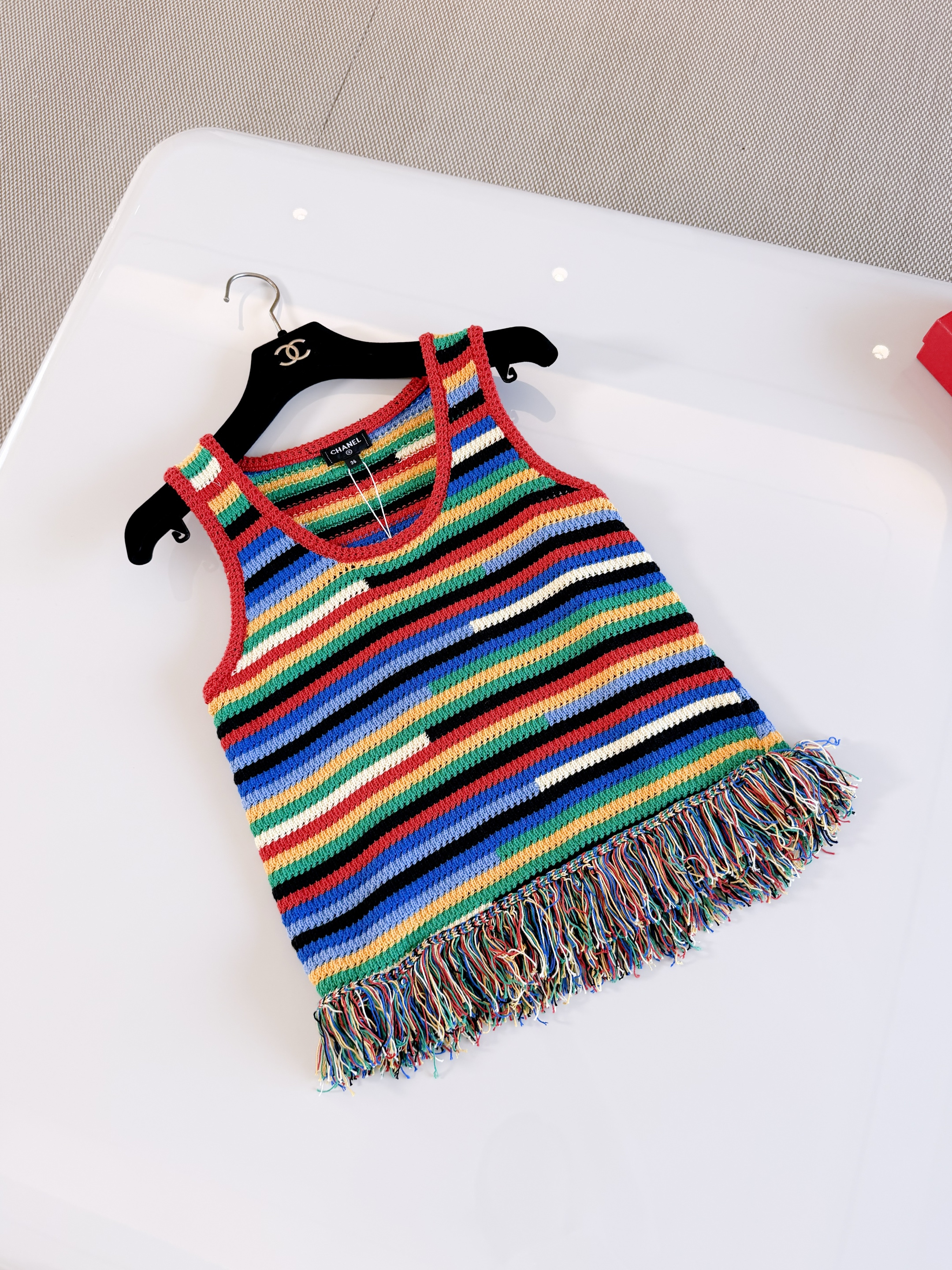 CHANEL Top Cotton Red Blue Green Yellow #384384