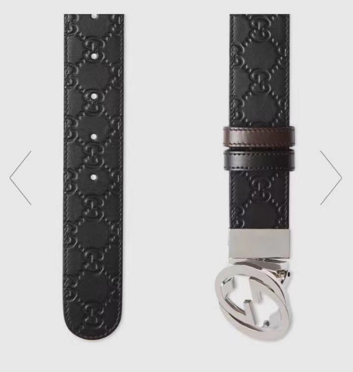 [TOP] GUCCI GG Belt Calfskin 3.7cm - Black - 711 Luxury