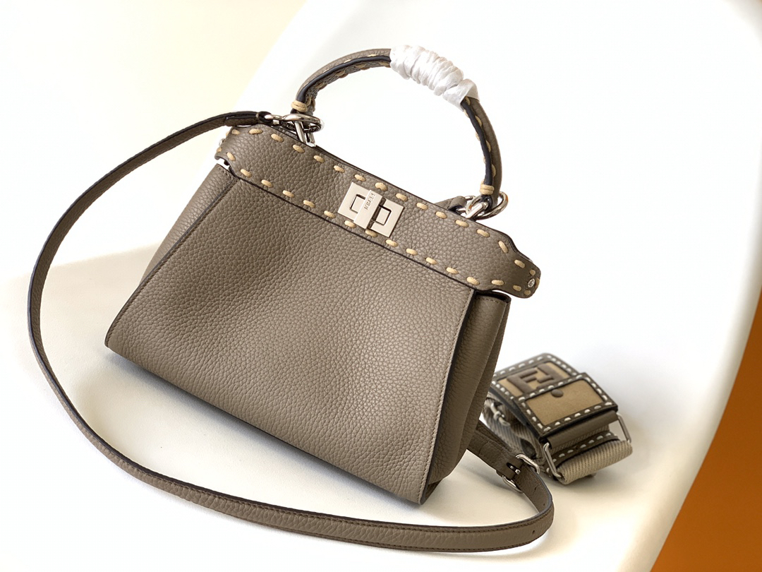 [TOP] FENDI Peekaboo Bag 23x11x18cm - Gray - 711 Luxury