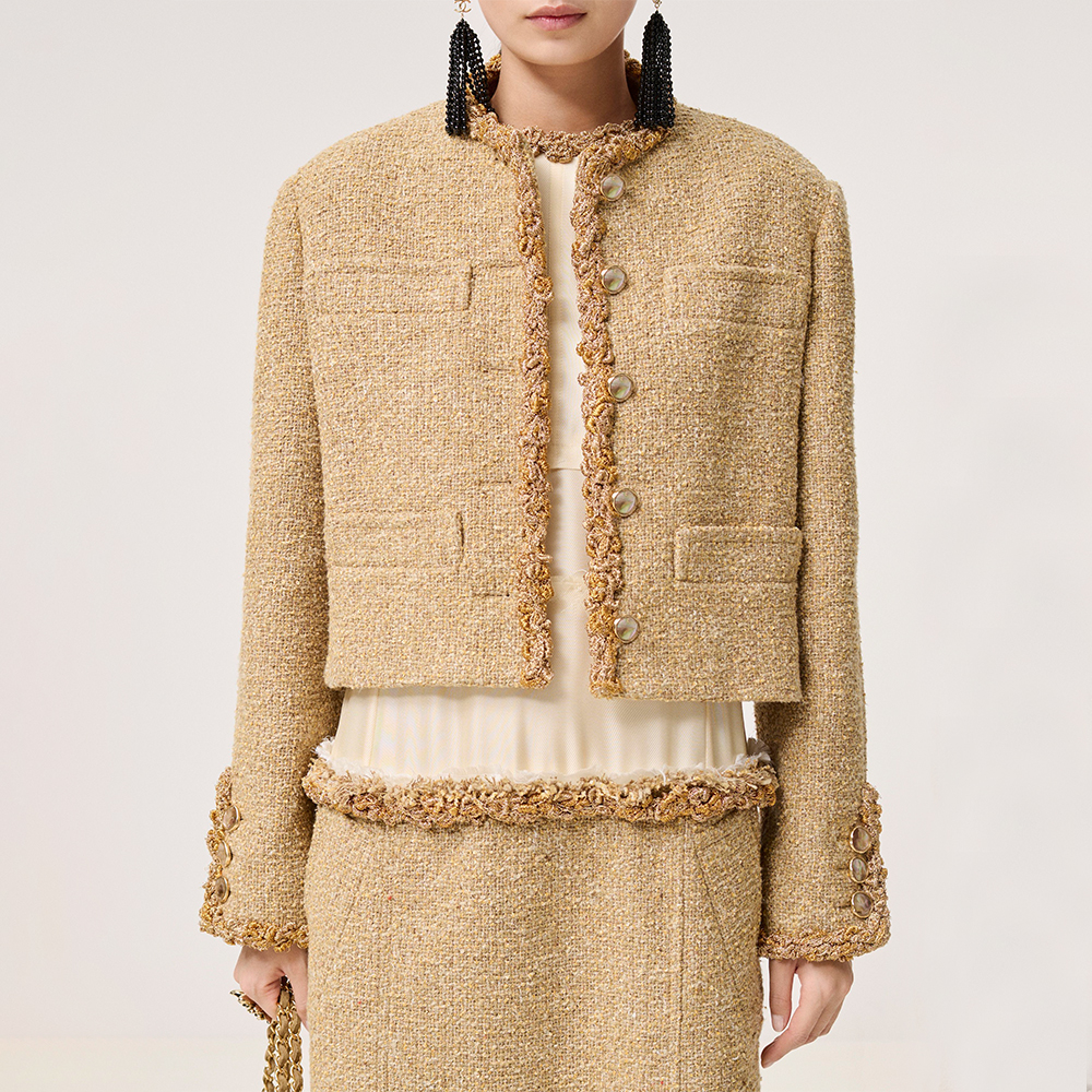 Chanel beige Clothing CHANEL Jacket Cotton Tweed Craft Beige #390252 | Nigo Office