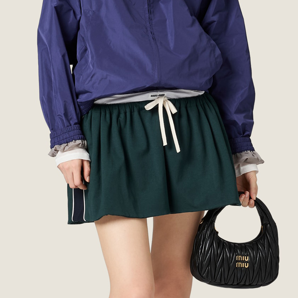 Designer blue Clothing MiuMiu Bottle Green blue Cotton Jersey Miniskirt | Nigo Office