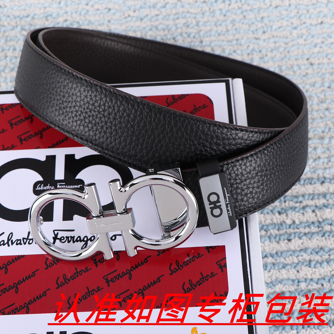 [TOP] Ferragamo Men's Belt 3.5cm - Black - 711 Luxury