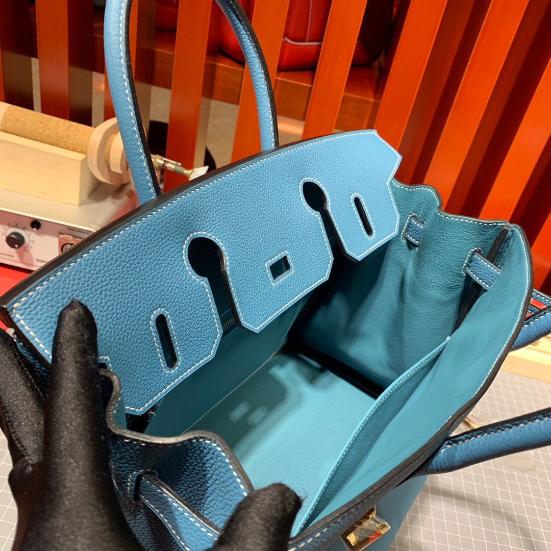 [TOP] HERMES Birkin Togo Leather 30cm - Bleu Jean & GHW