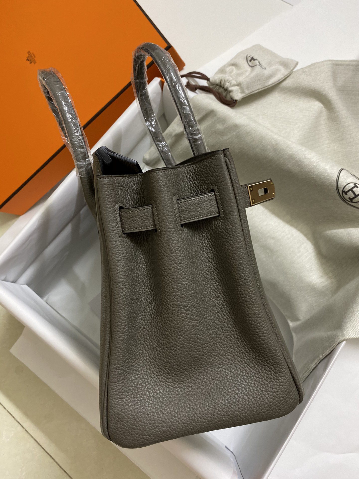[TOP] HERMES Birkin Togo Leather 30cm - Etain & GHW