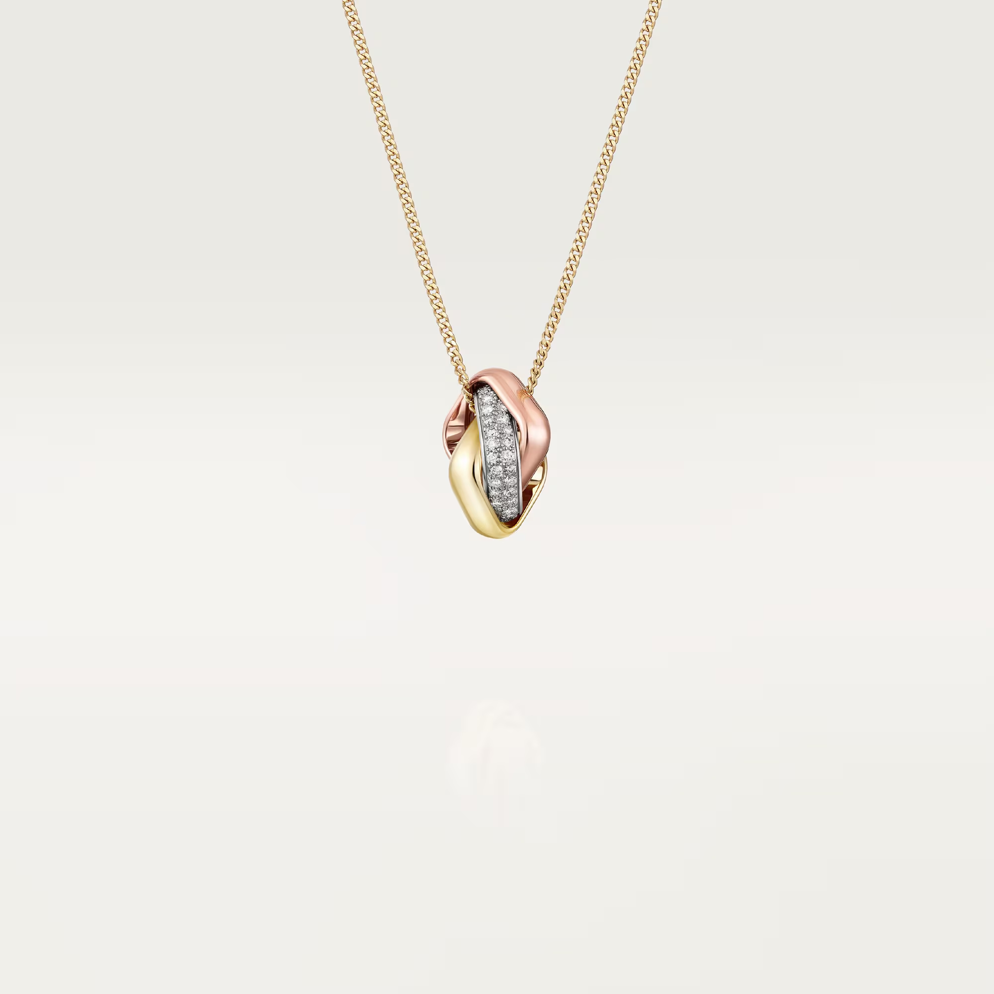 Carty Three Circles Necklace, Three Tone, Square,Moissanite