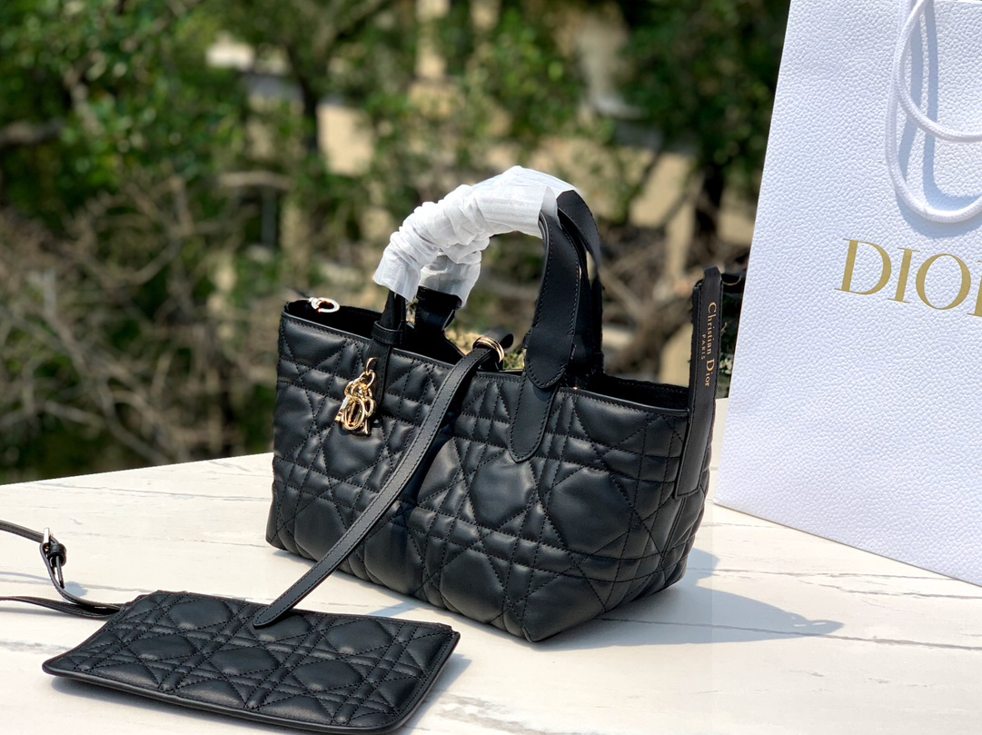 [TOP] Christian Dior Toujours Bag Lambskin 23x14x12cm - Black - 711 Luxury