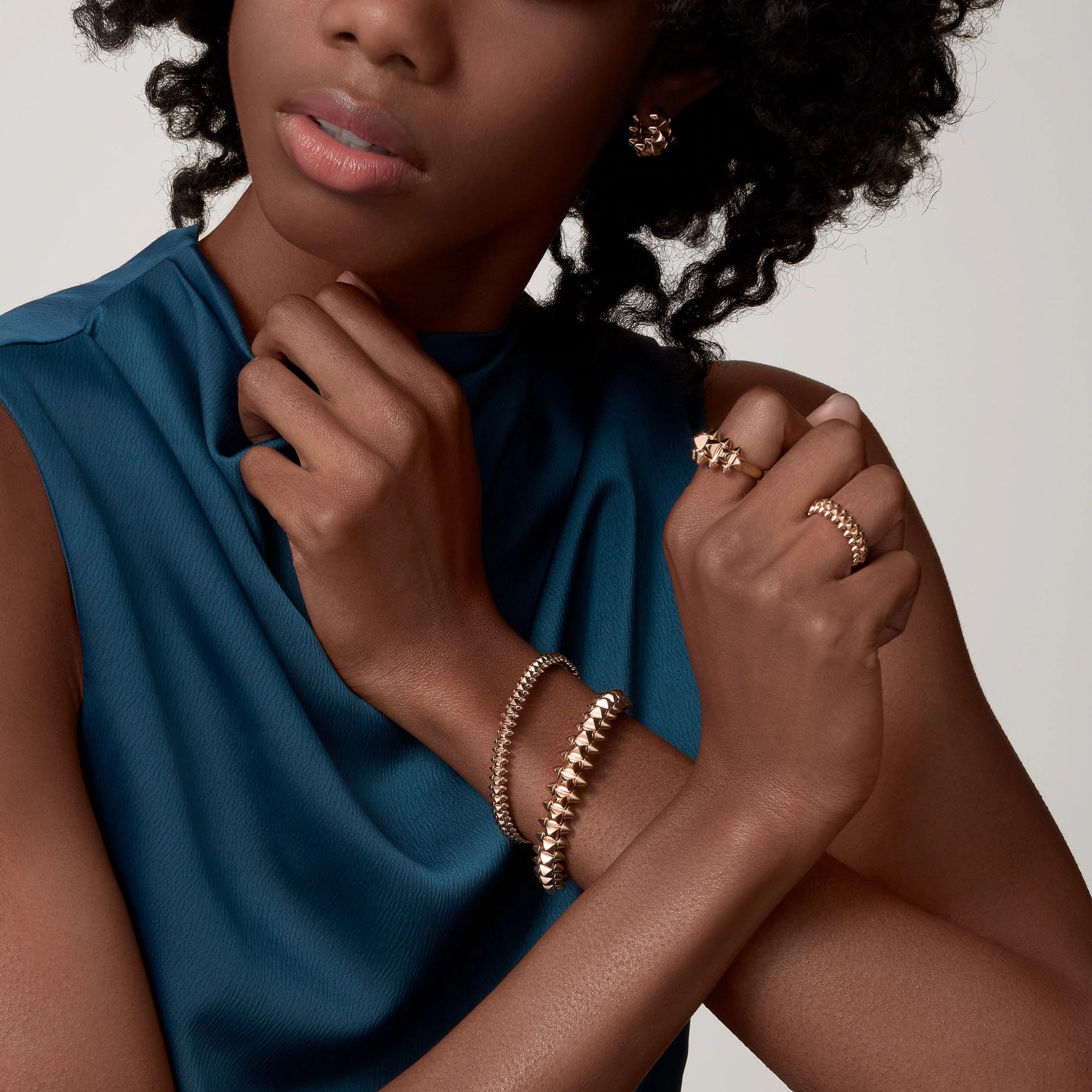 Carty Bullet Ring, Rose Gold, Single Row