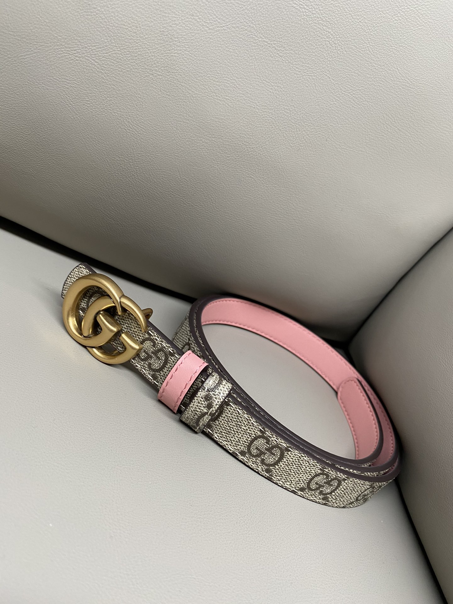 [TOP] GUCCI Marmont Belt 2 cm - Pink - 711 Luxury