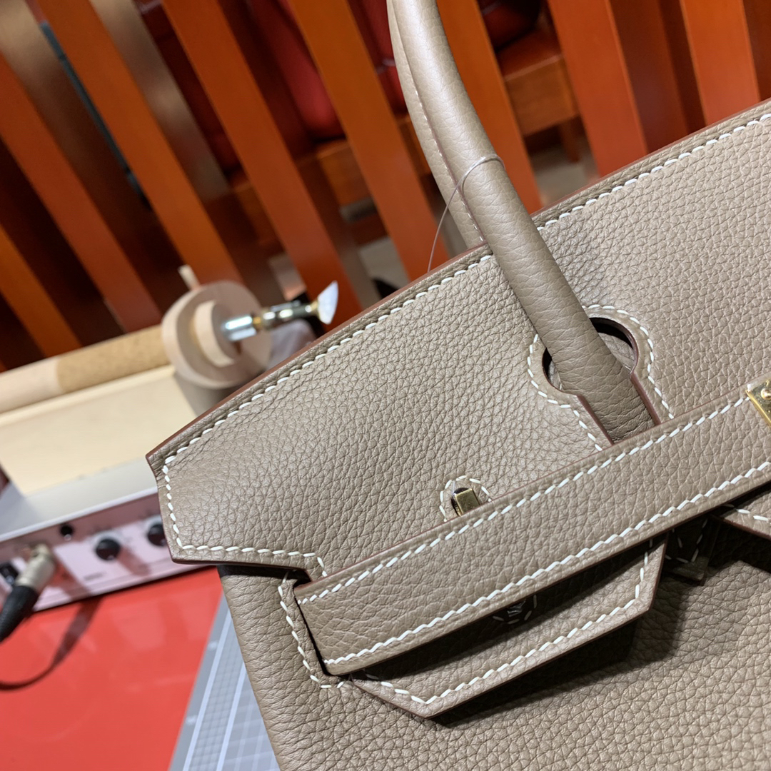 [TOP] HERMES Birkin Togo Leather 30cm - Etoupe & GHW
